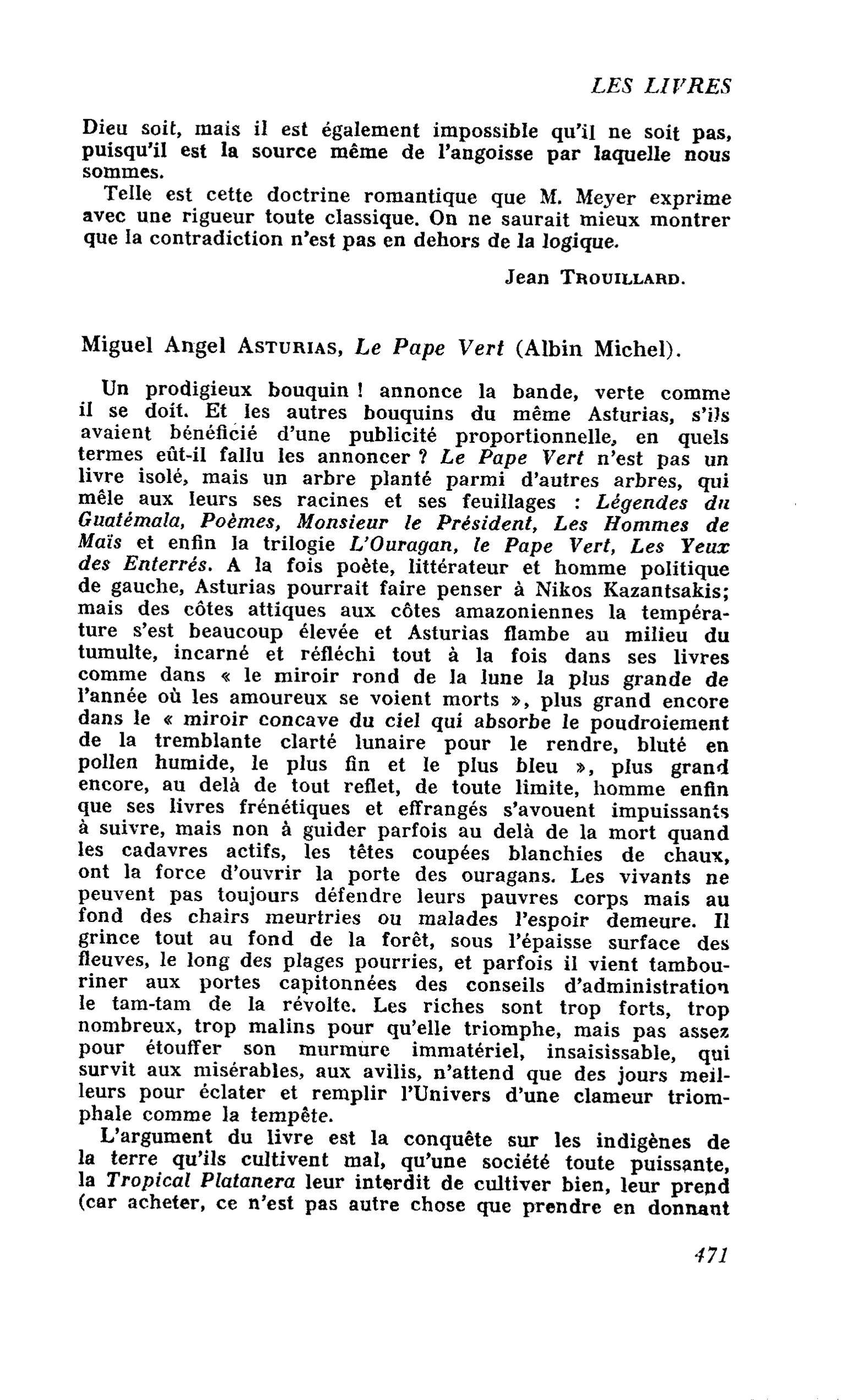 Miguel Angel Asturias, Le Pape Vert
