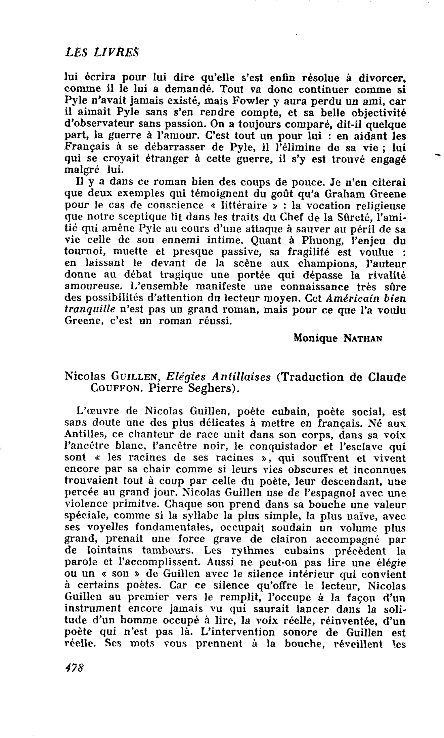 Nicolas Guillen, Elégies Antillaises