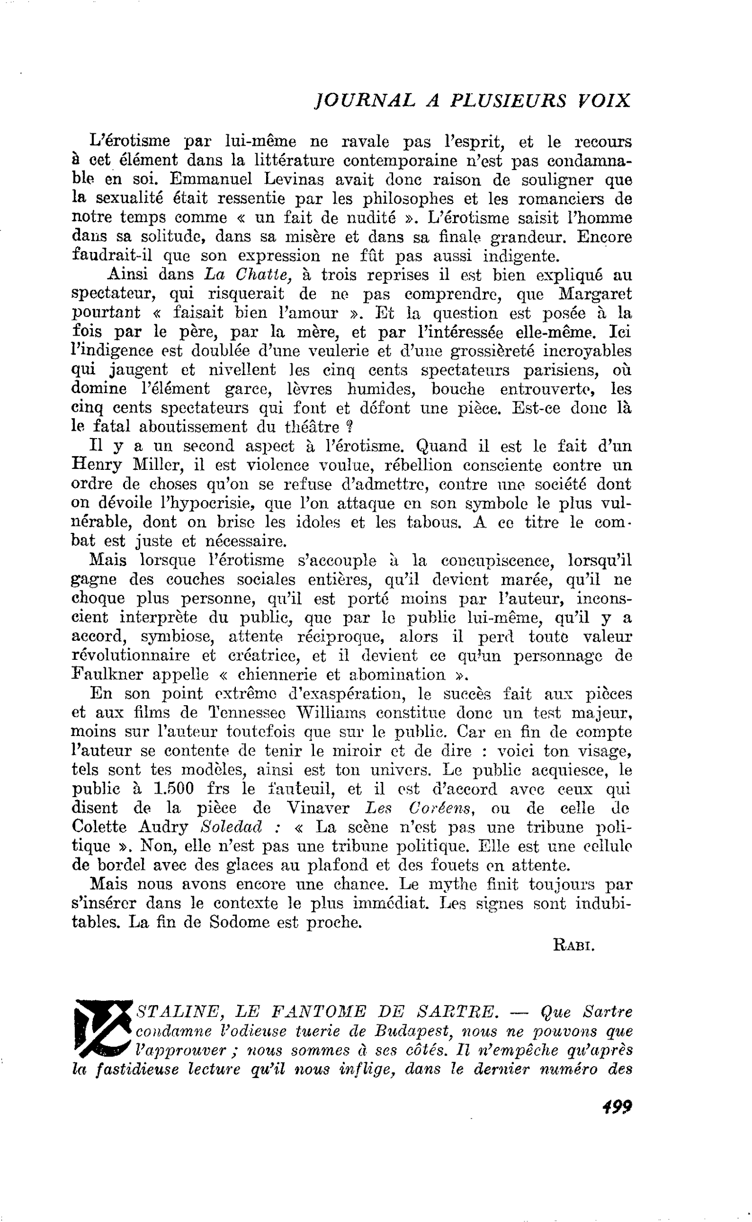 STALINE, LE FANTOME DE SARTRE