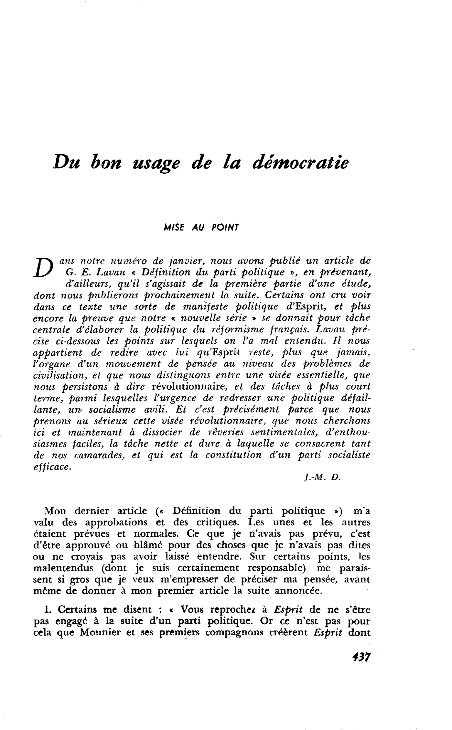 Du bon usage de la démocratie