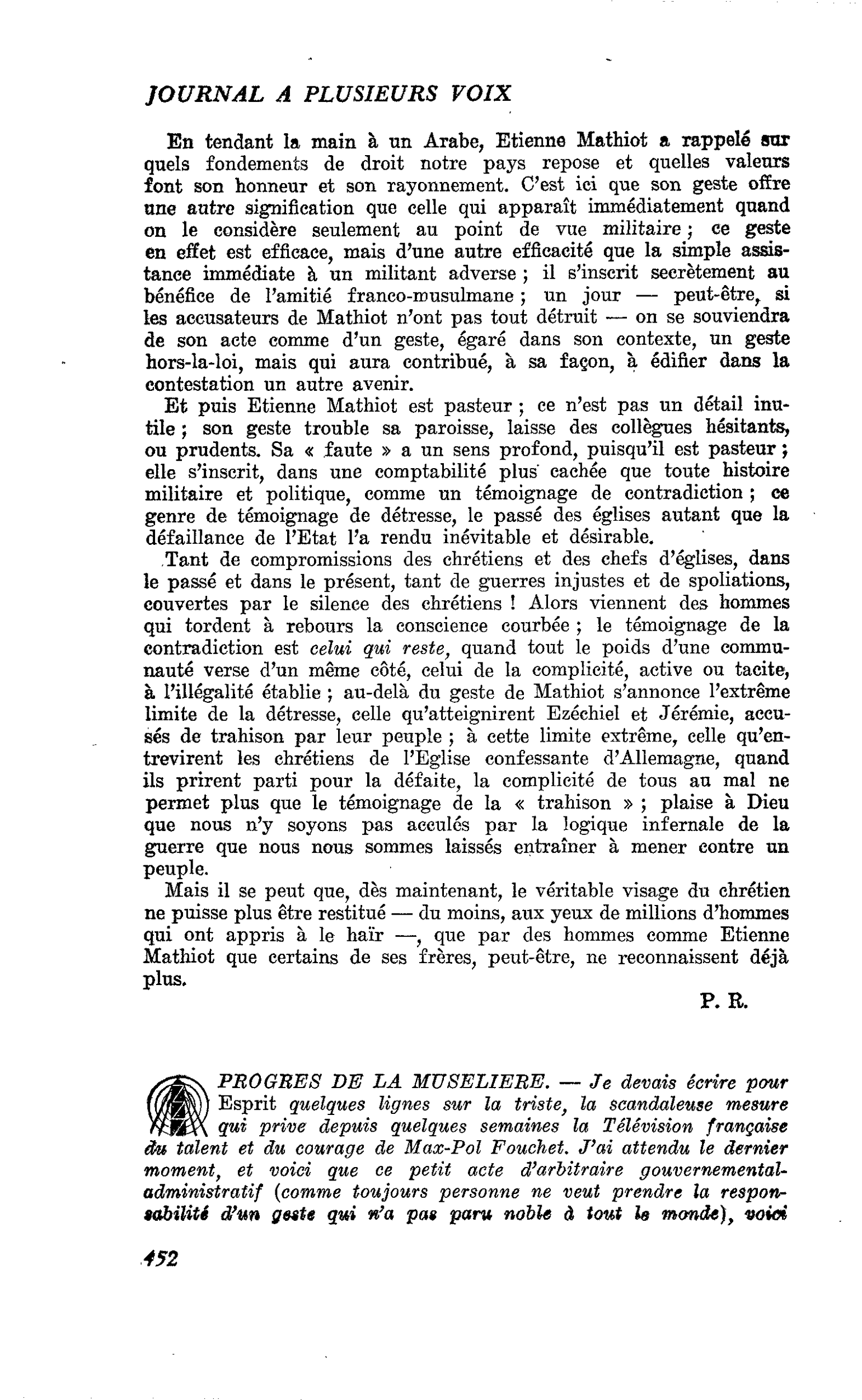 Progrès de la muselière