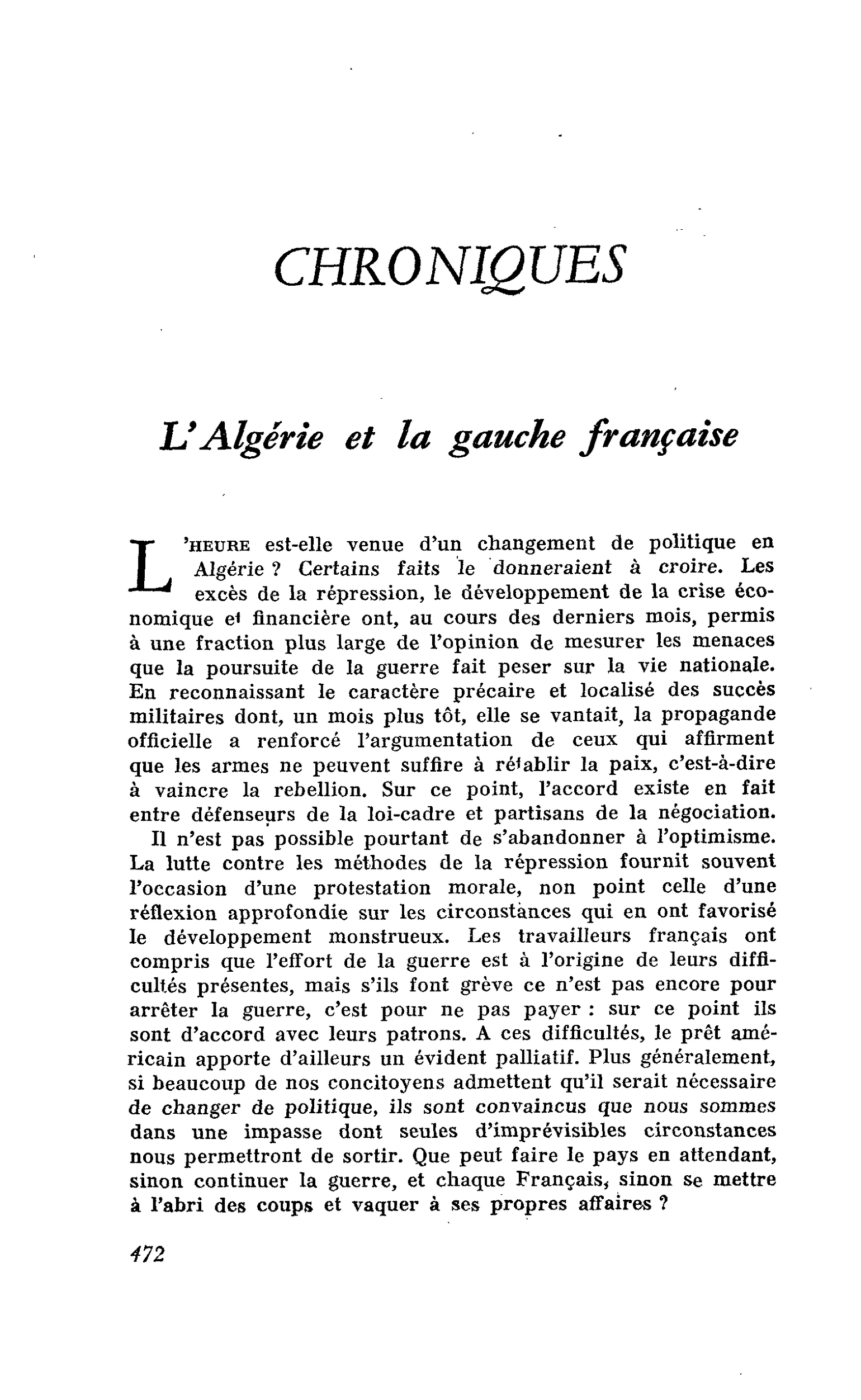 L’Algérie et la gauche française