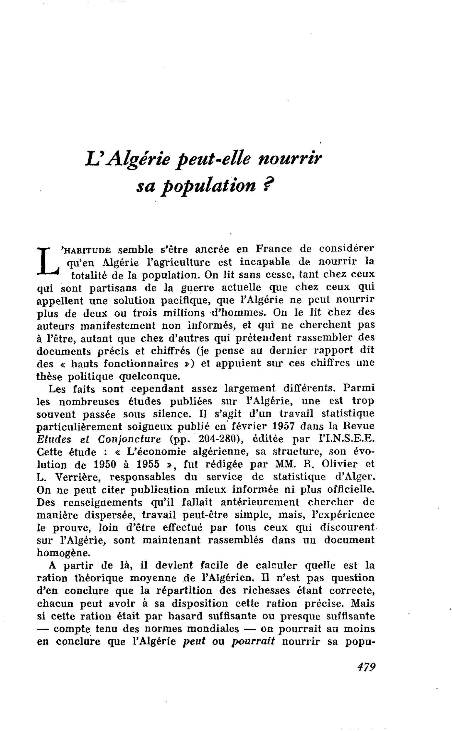 L’Algérie peut-elle nourrir sa population ?