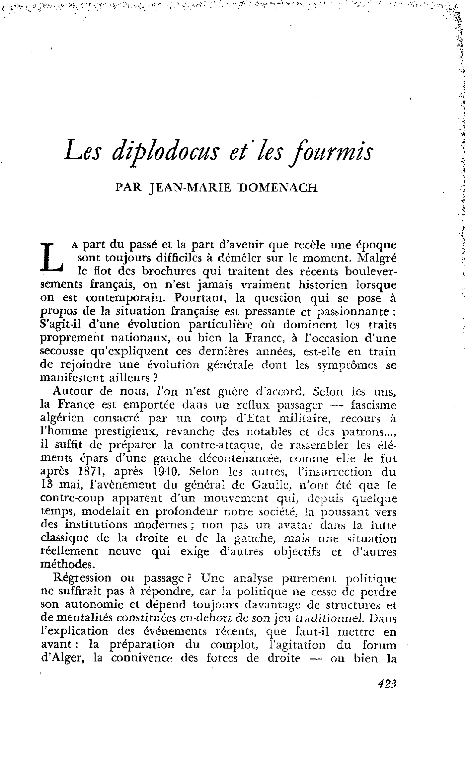 Les diplodocus et les fourmis