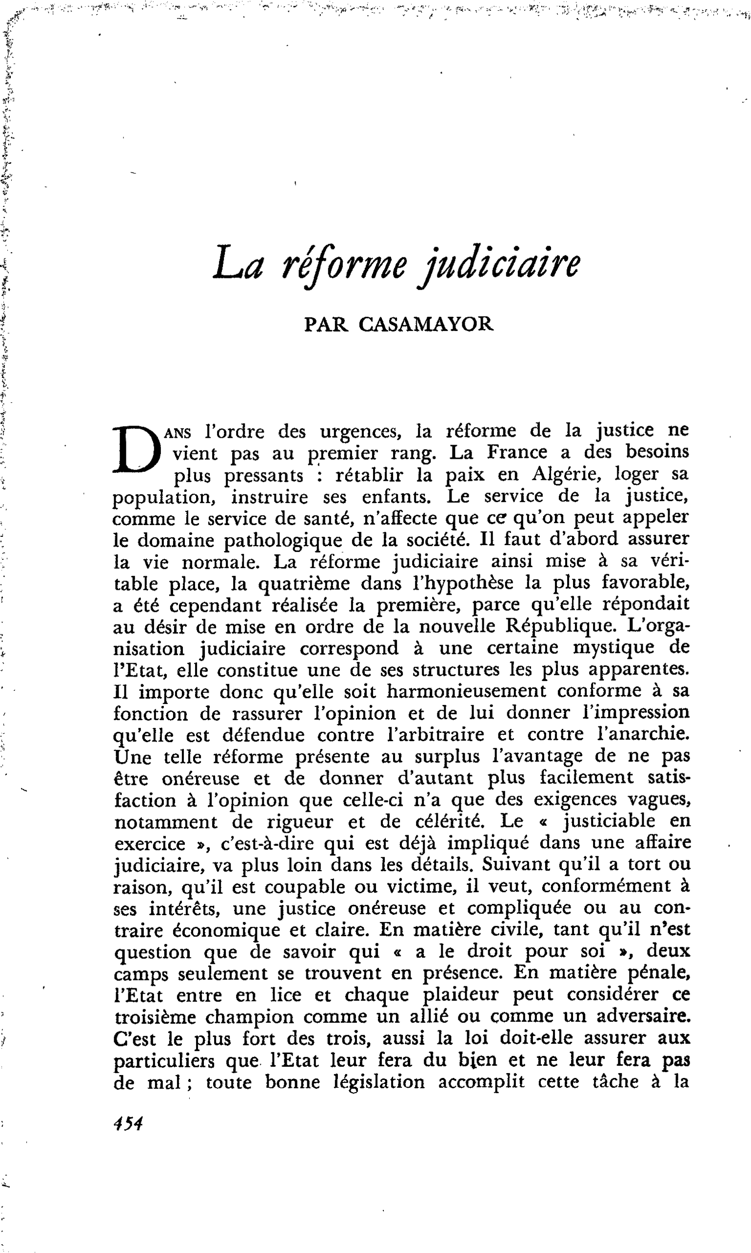 La réforme judiciaire