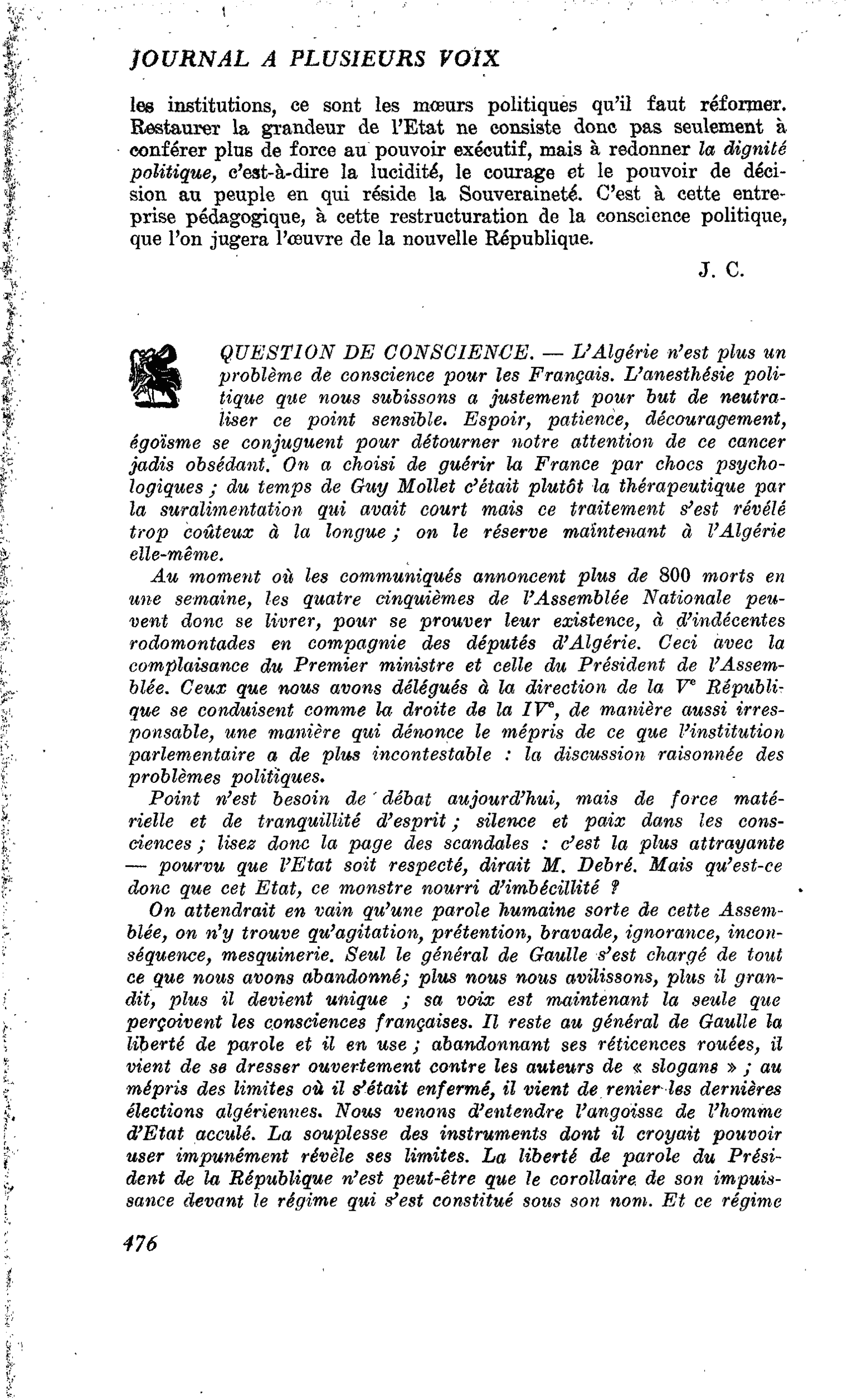 QUESTION DE CONSCIENCE