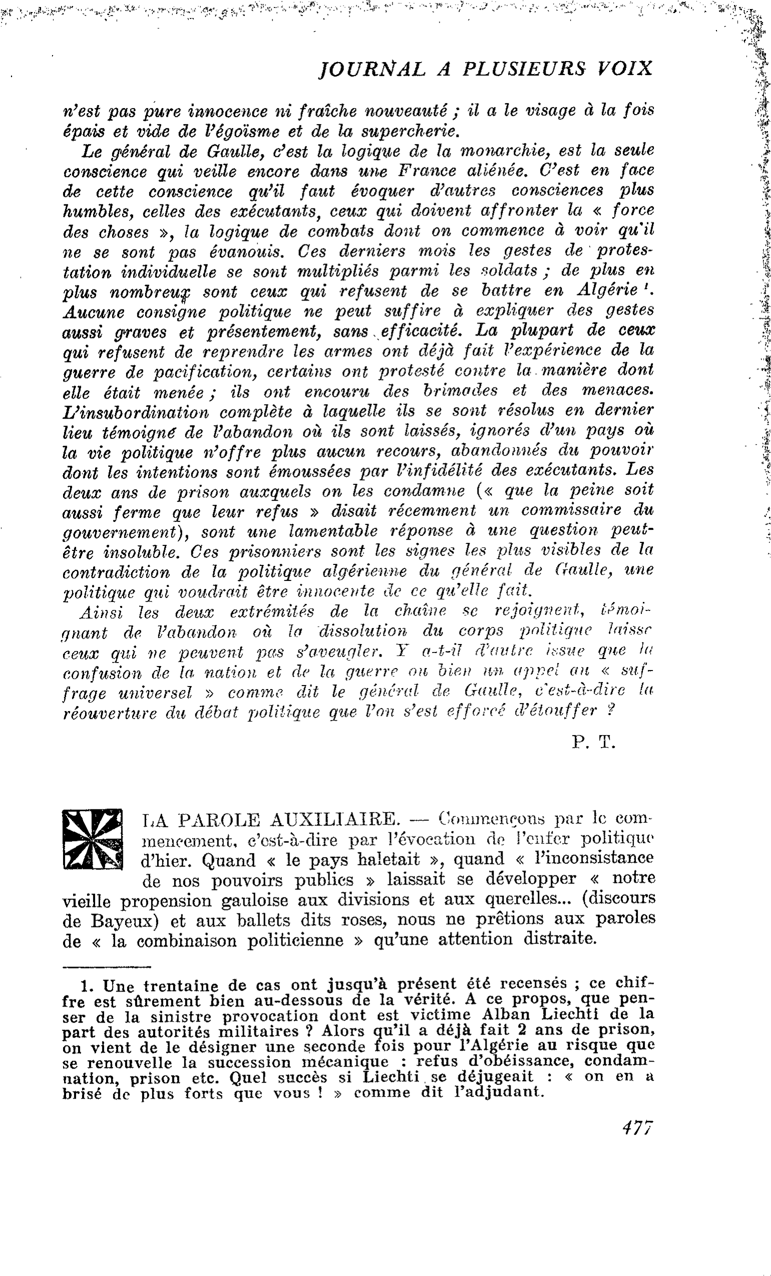 LA PAROLE AUXILIAIRE