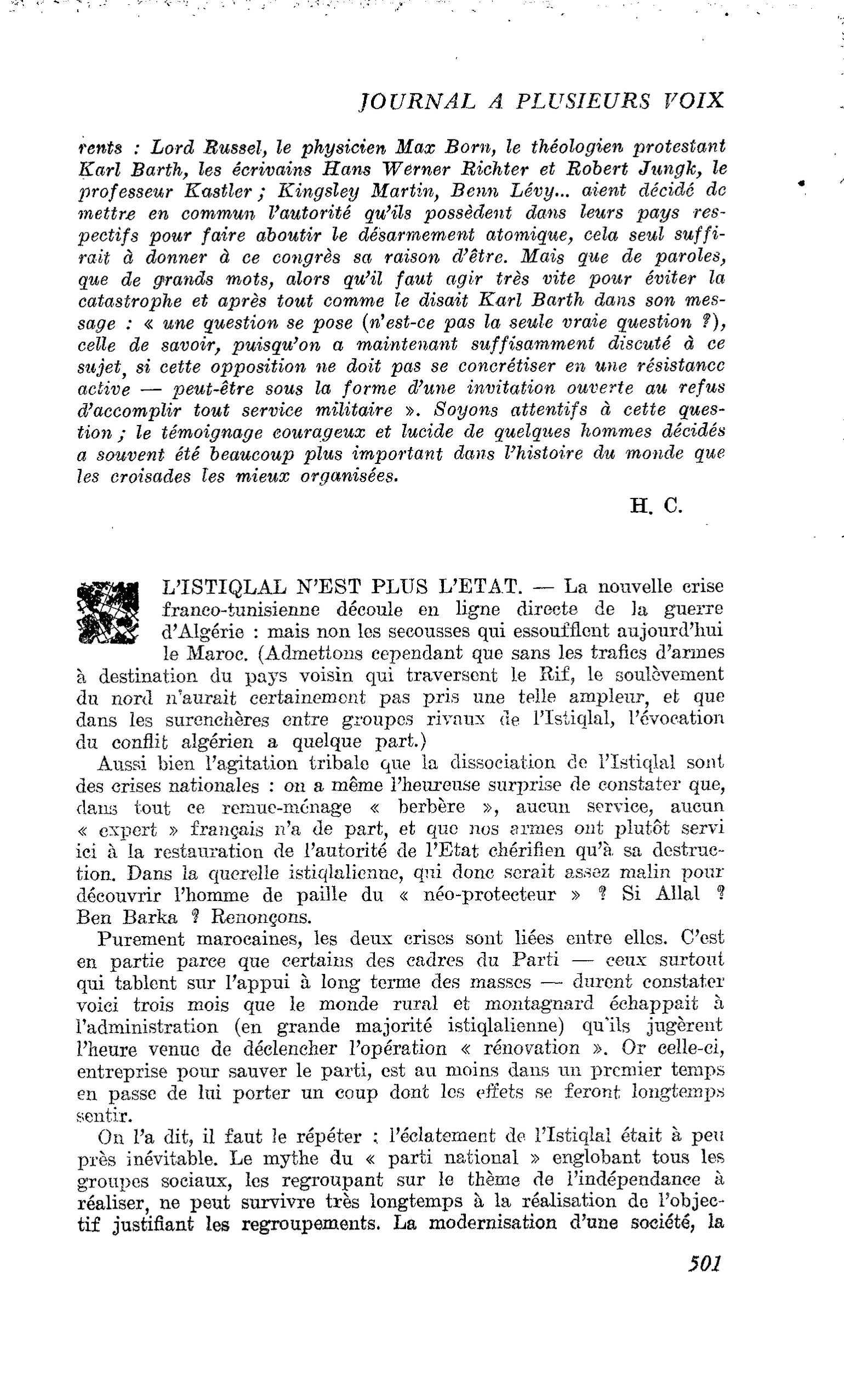 L’ISTIQLAL N’EST PLUS L’ETAT