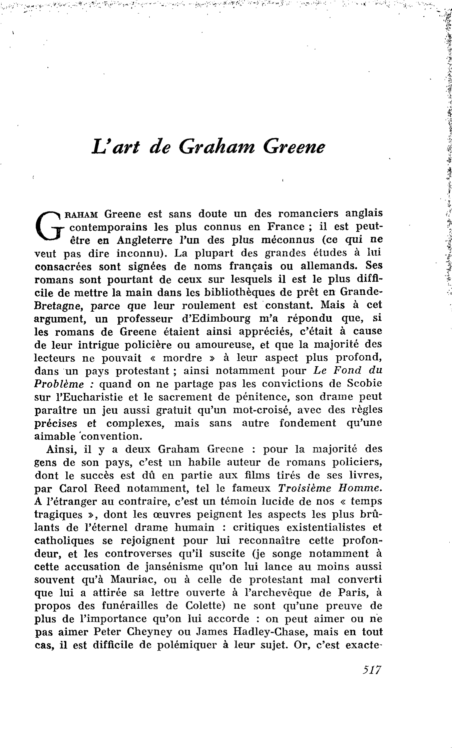 L’art de Graham Greene