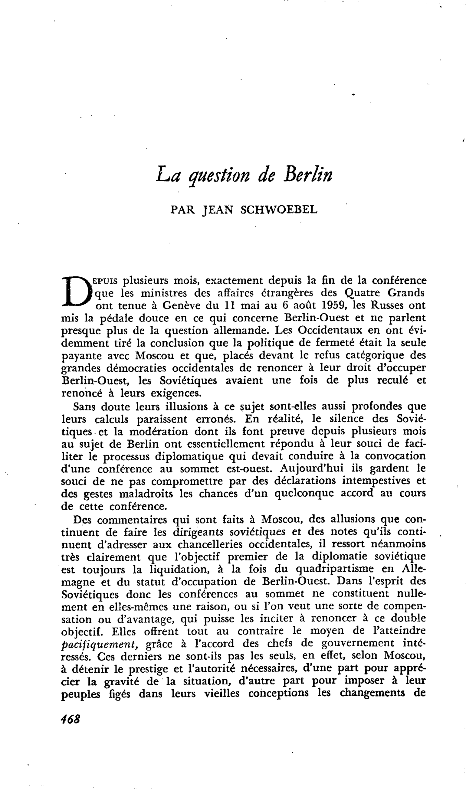 La question de Berlin
