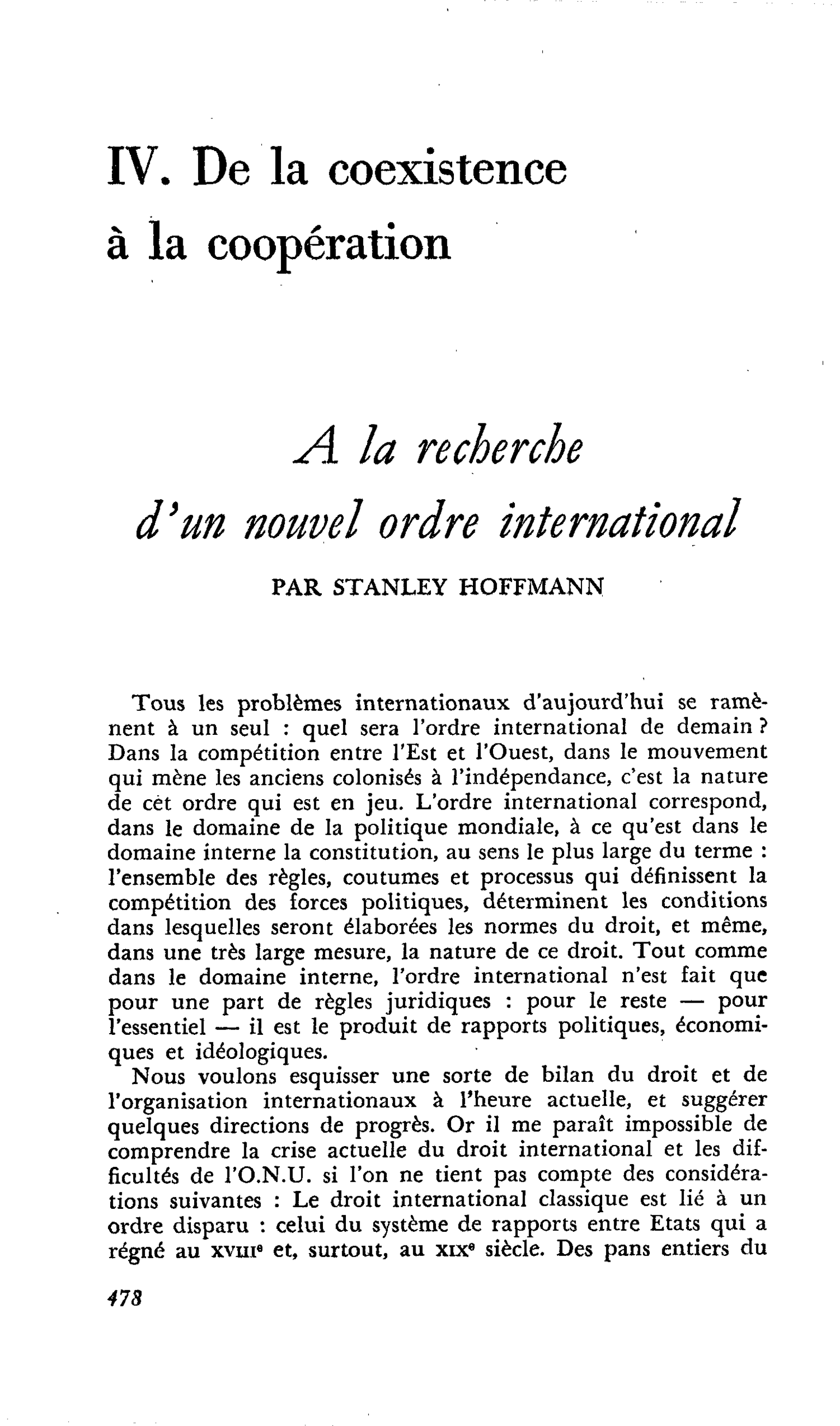 A la recherche d’un nouvel ordre international