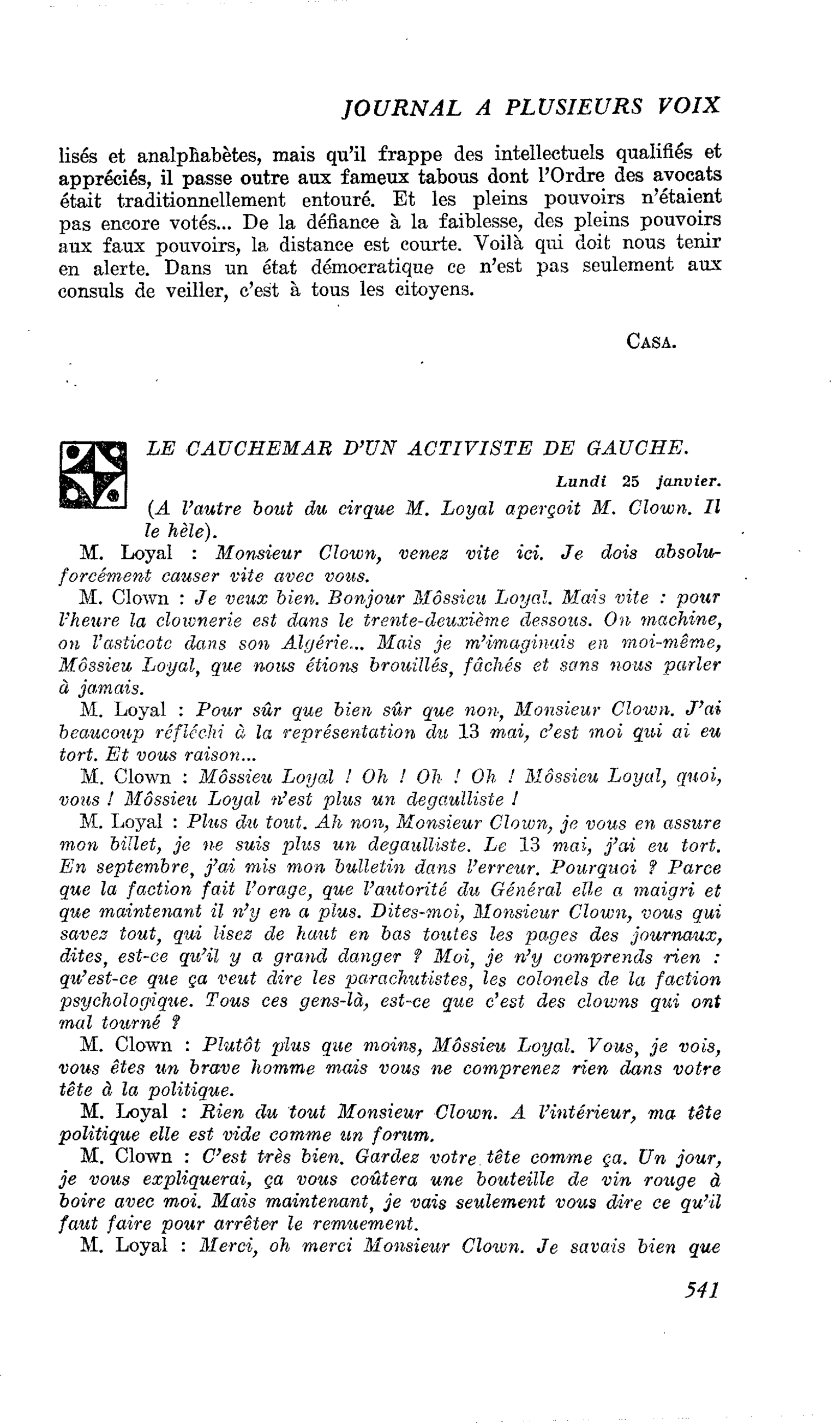 LE CAUCHEMAR D’UN ACTIVISTE DE GAUCHE
