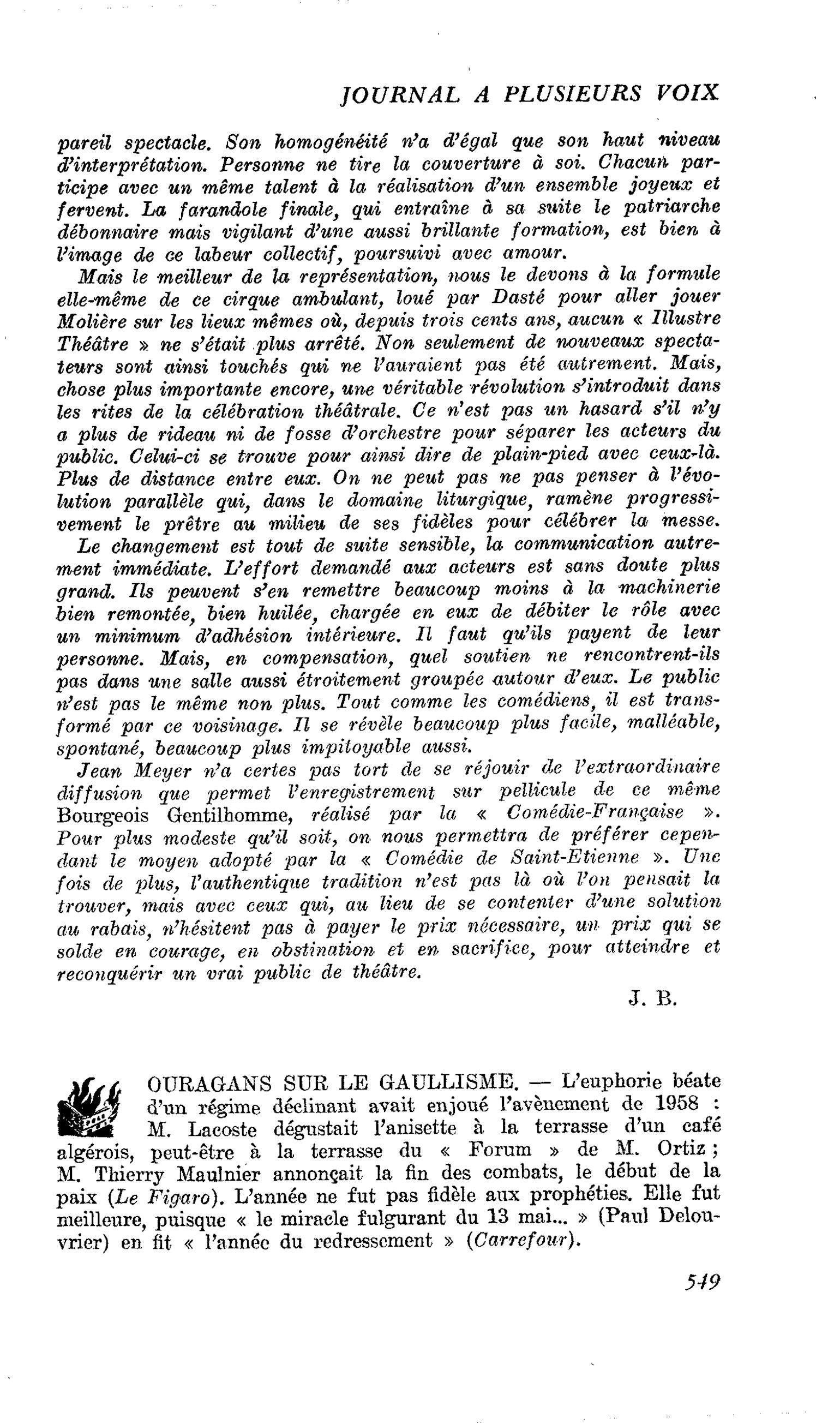 OURAGANS SUR LE GAULLISME
