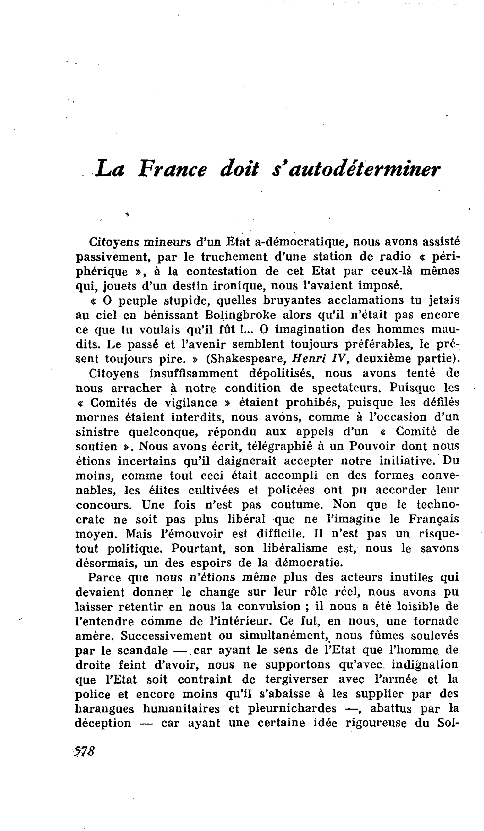 La France doit s’autodéterminer