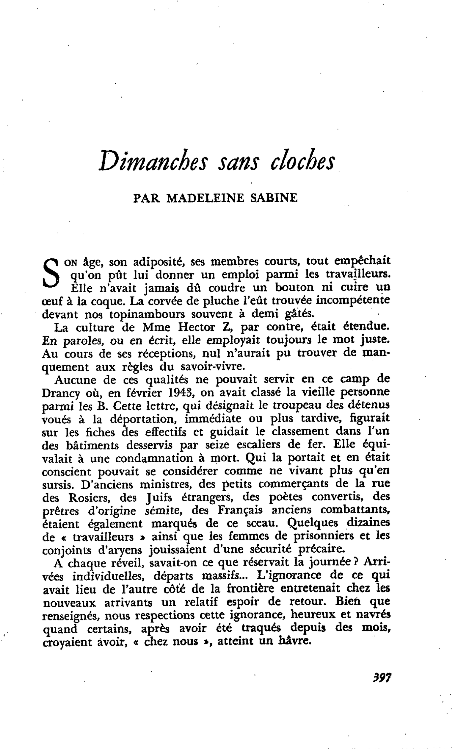 Dimanches sans cloches