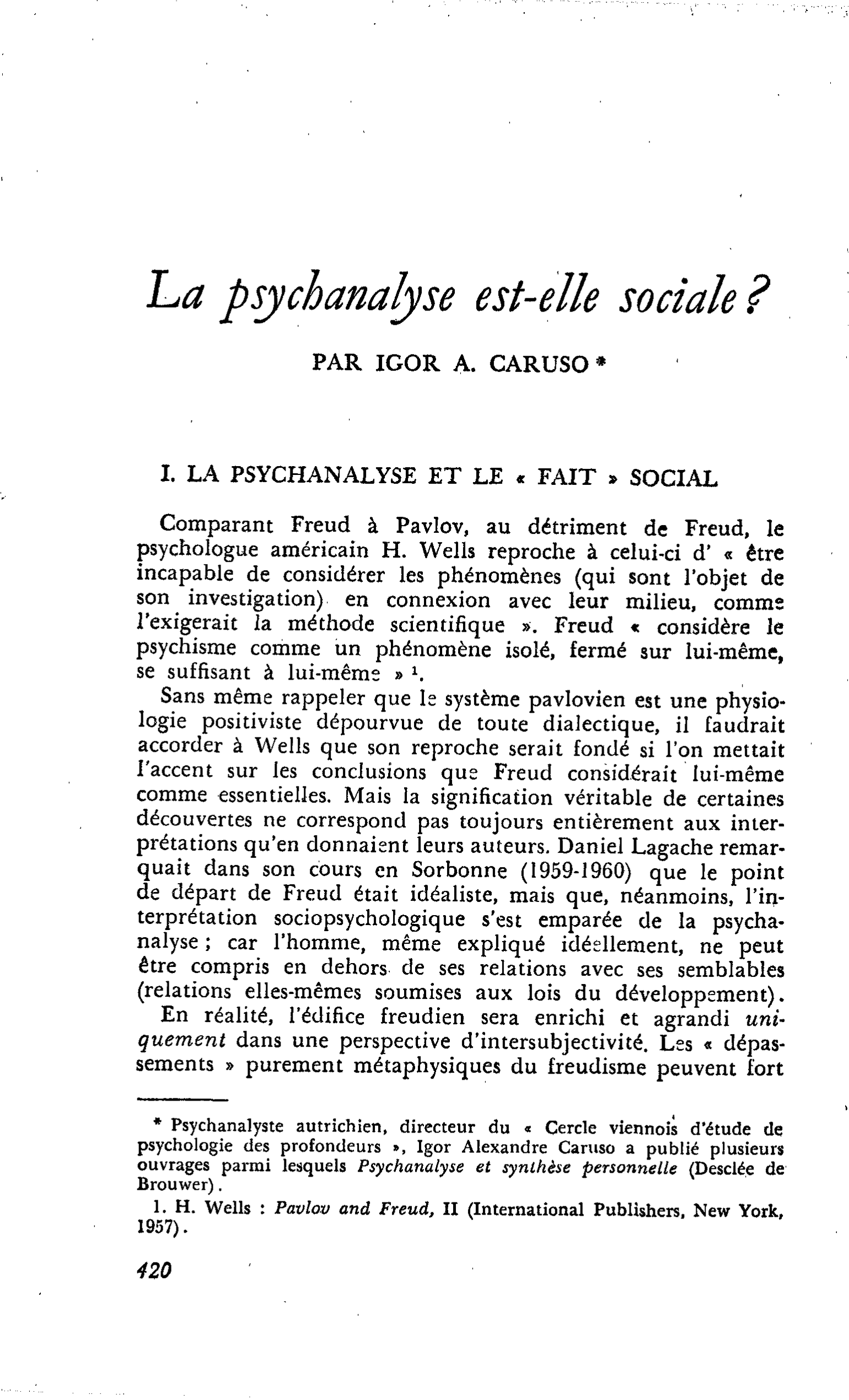 La psychanalyse est-elle sociale ?