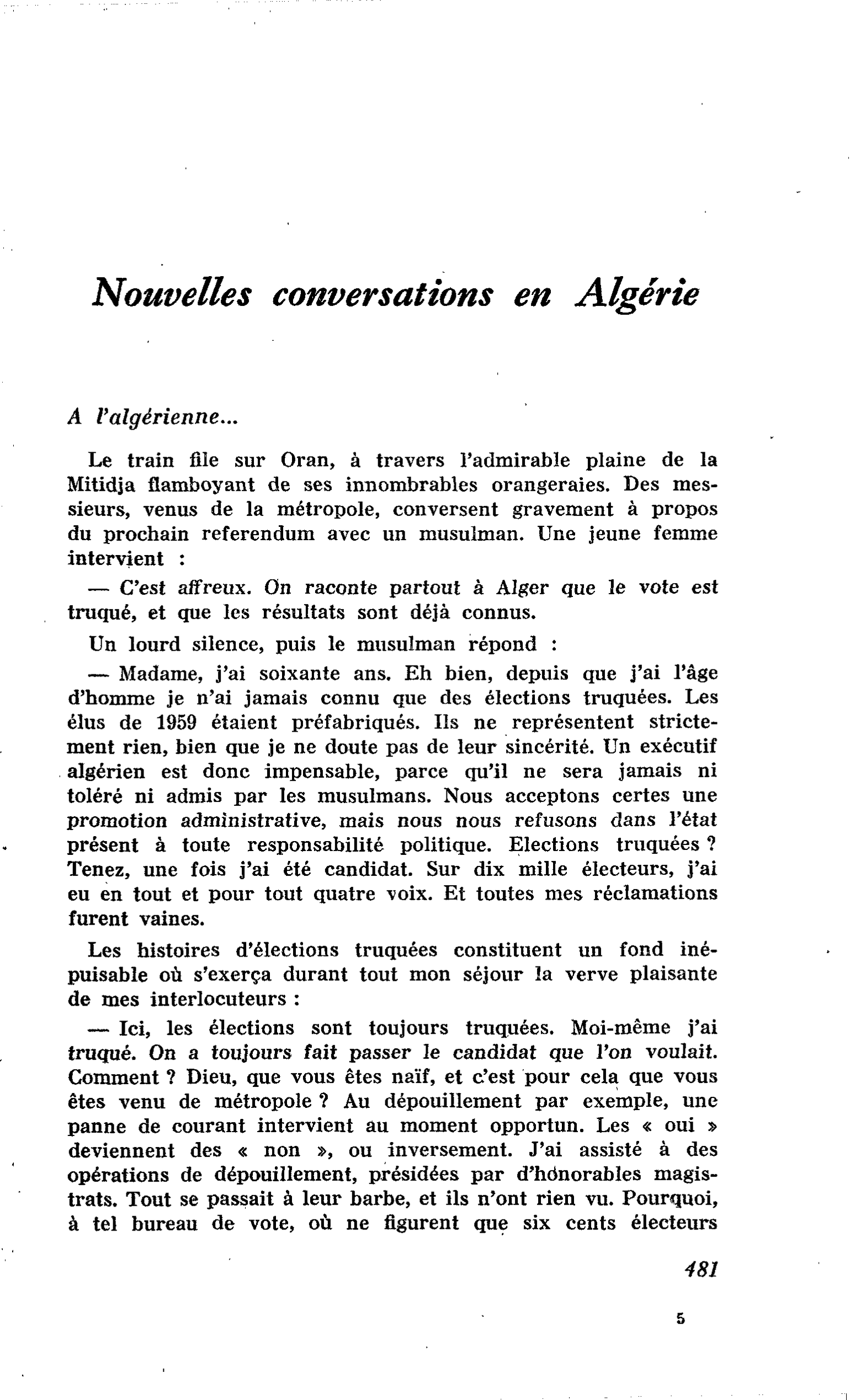 Nouvelles conversations en Algérie