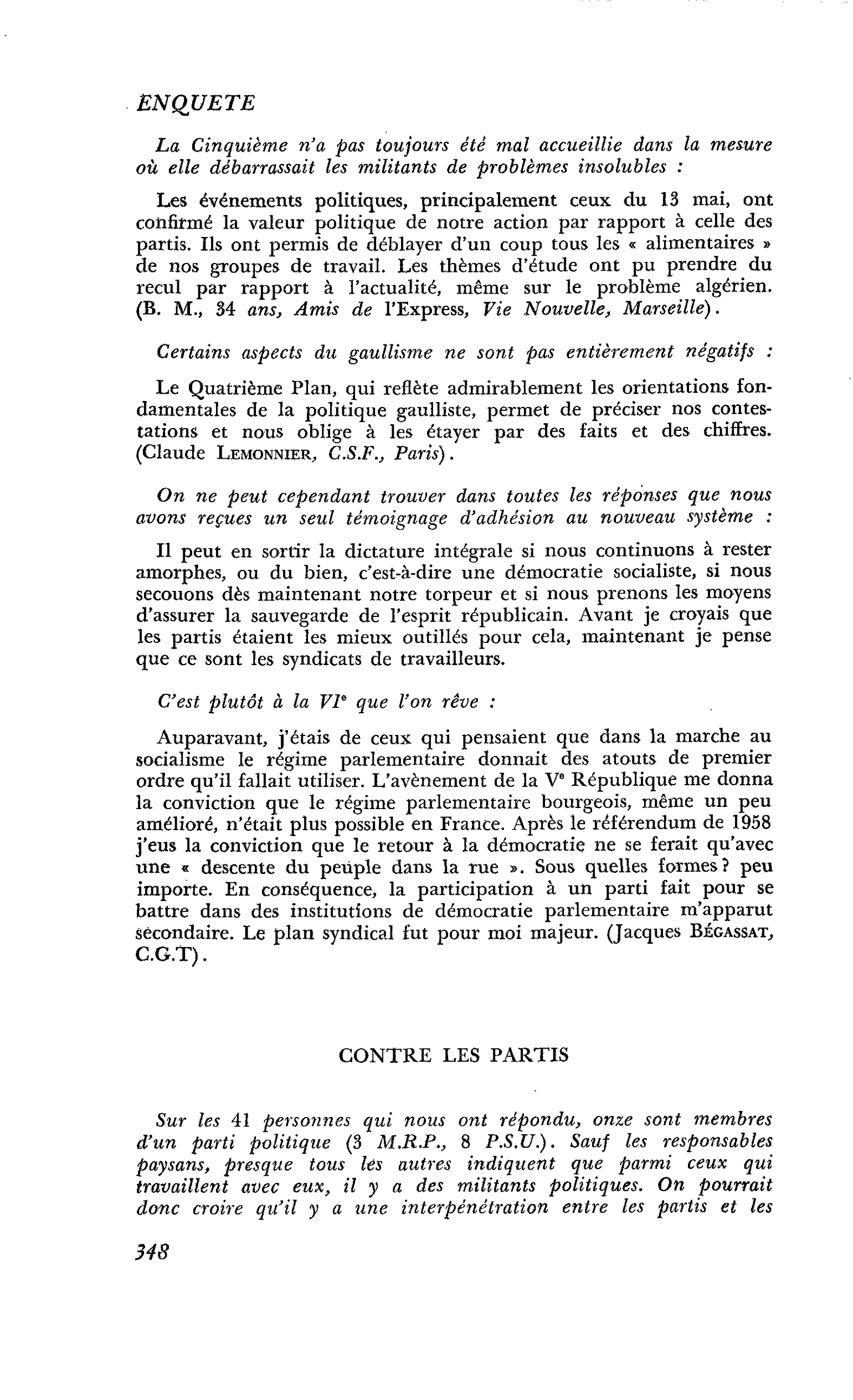 QUE FONT LES MILITANTS ? : CONTRE LES PARTIS