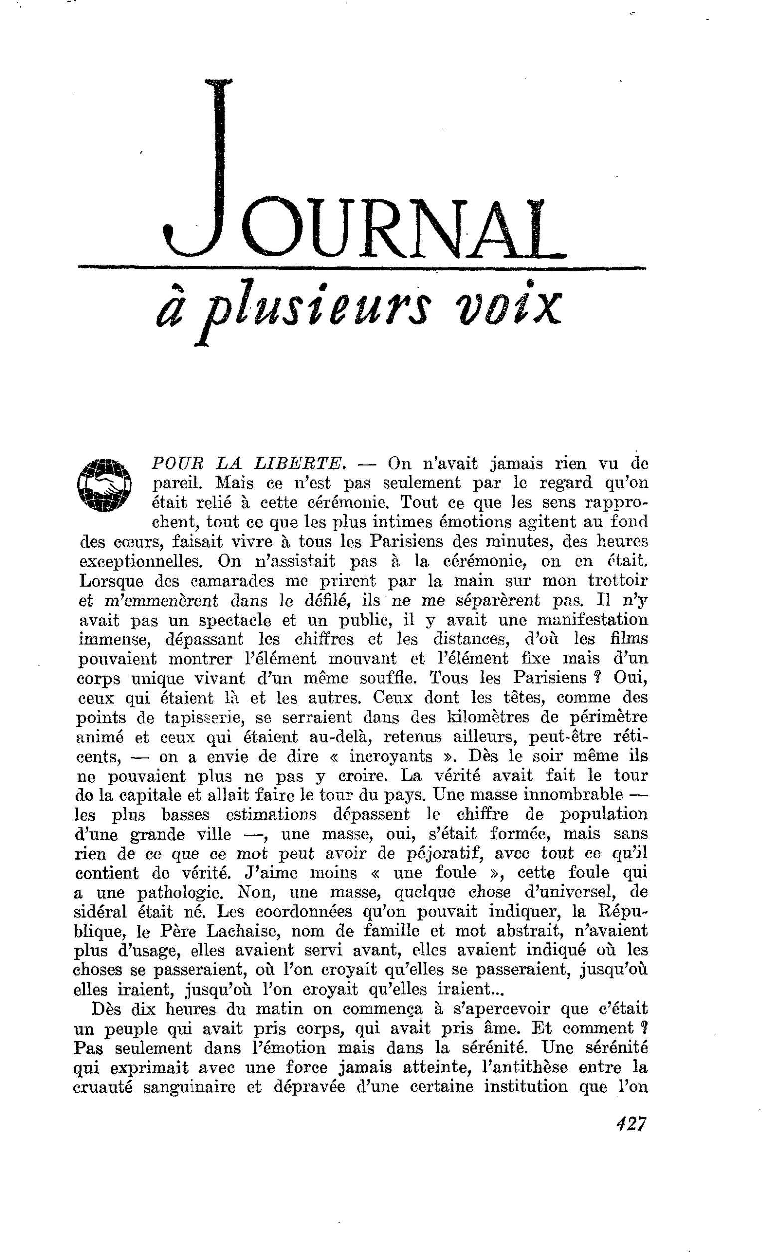 POUR LA LIBERTE