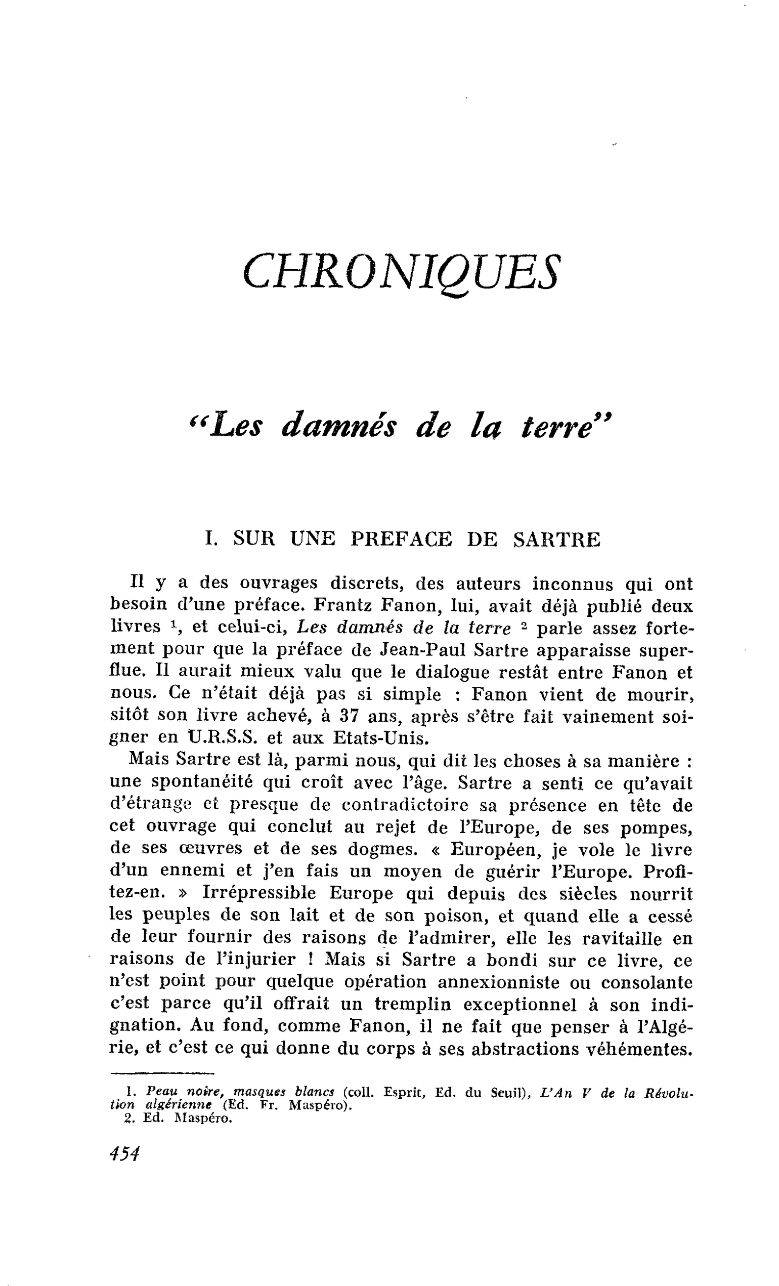 « Les damnés de la terre »