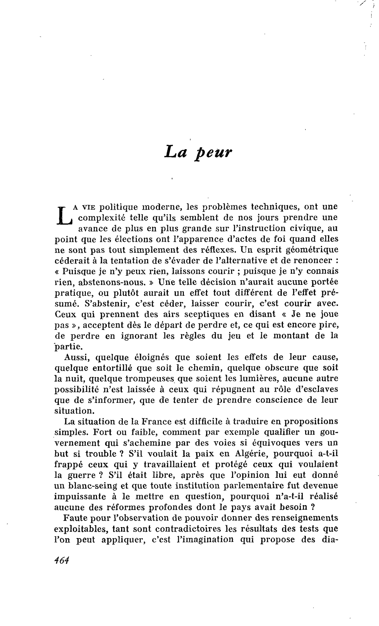 La peur