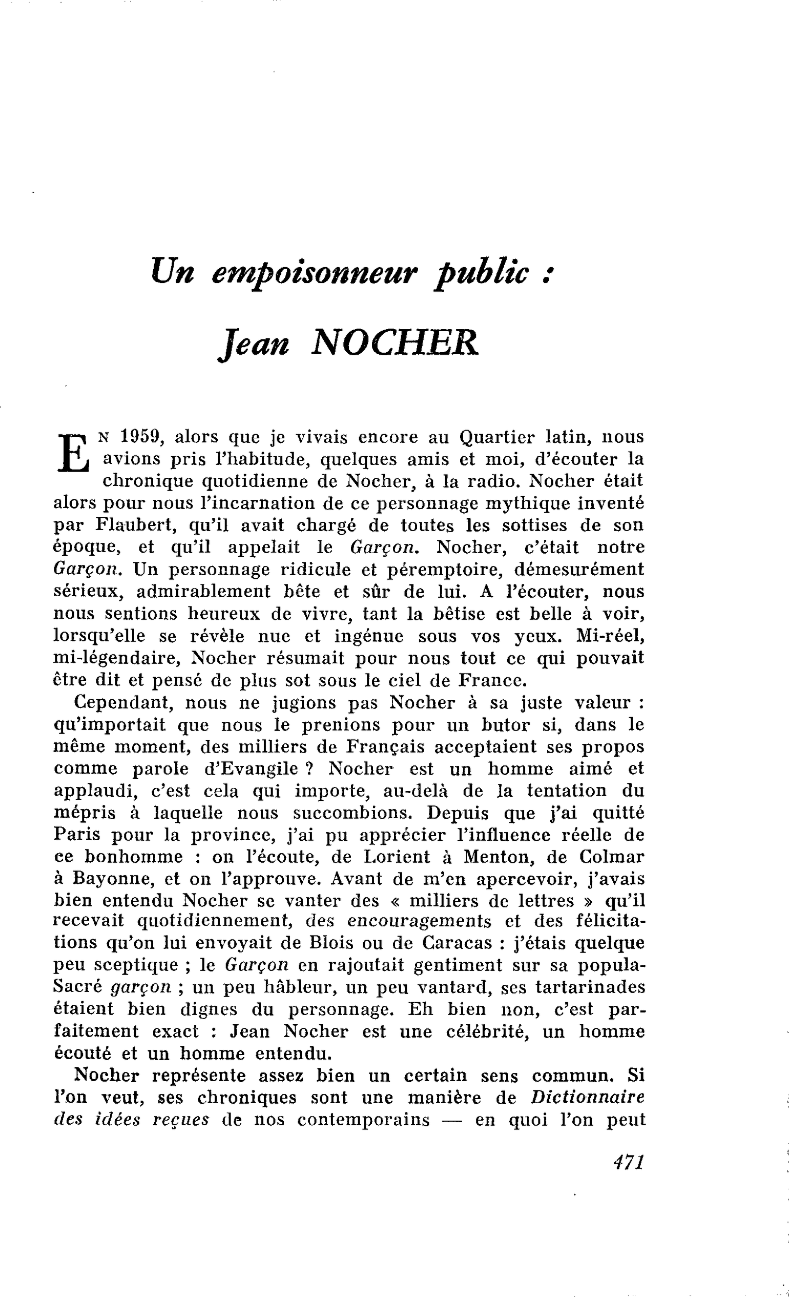 Un empoisonneur public : Jean NOCHER