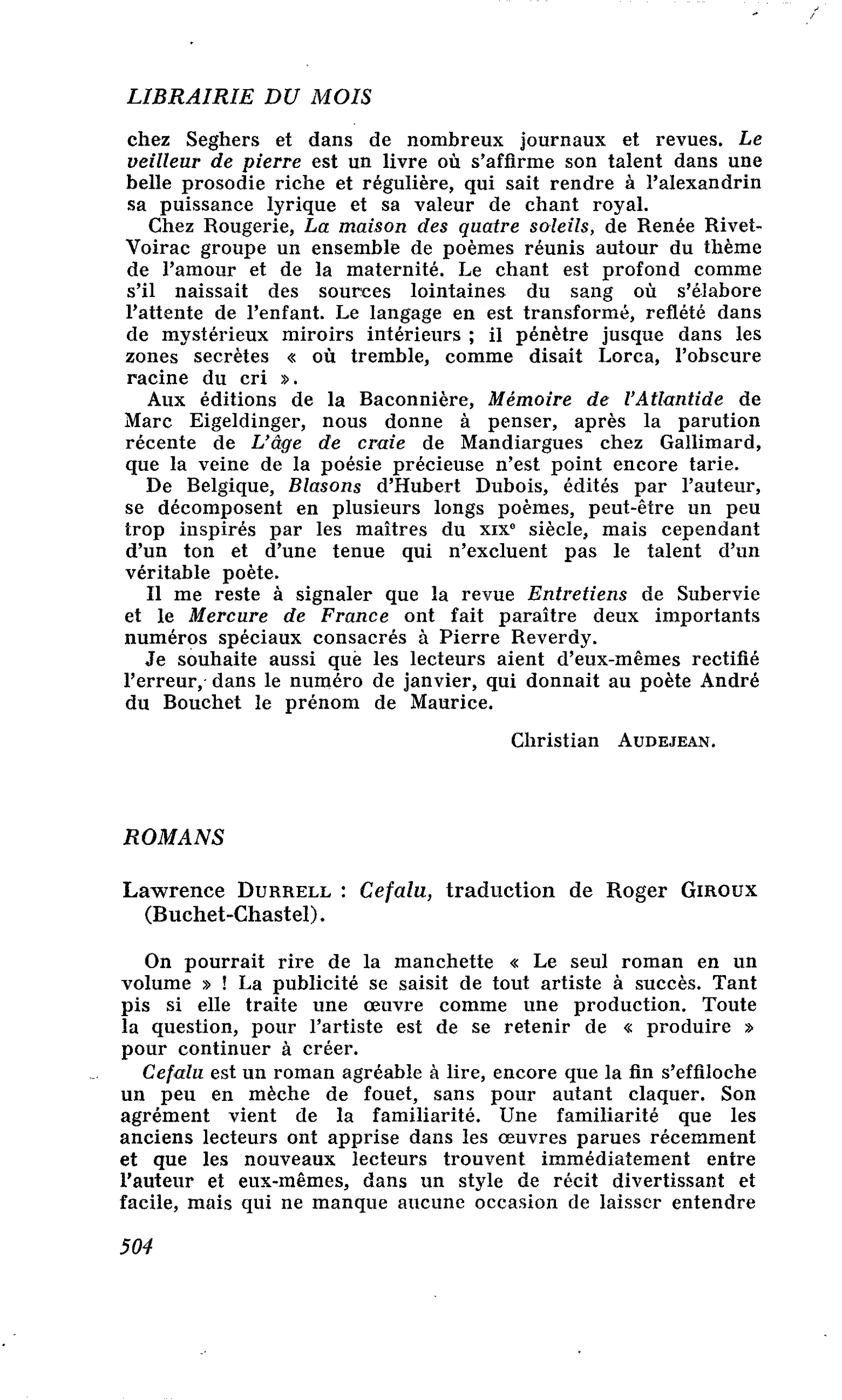 Lawrence Durrell : Cefalu
