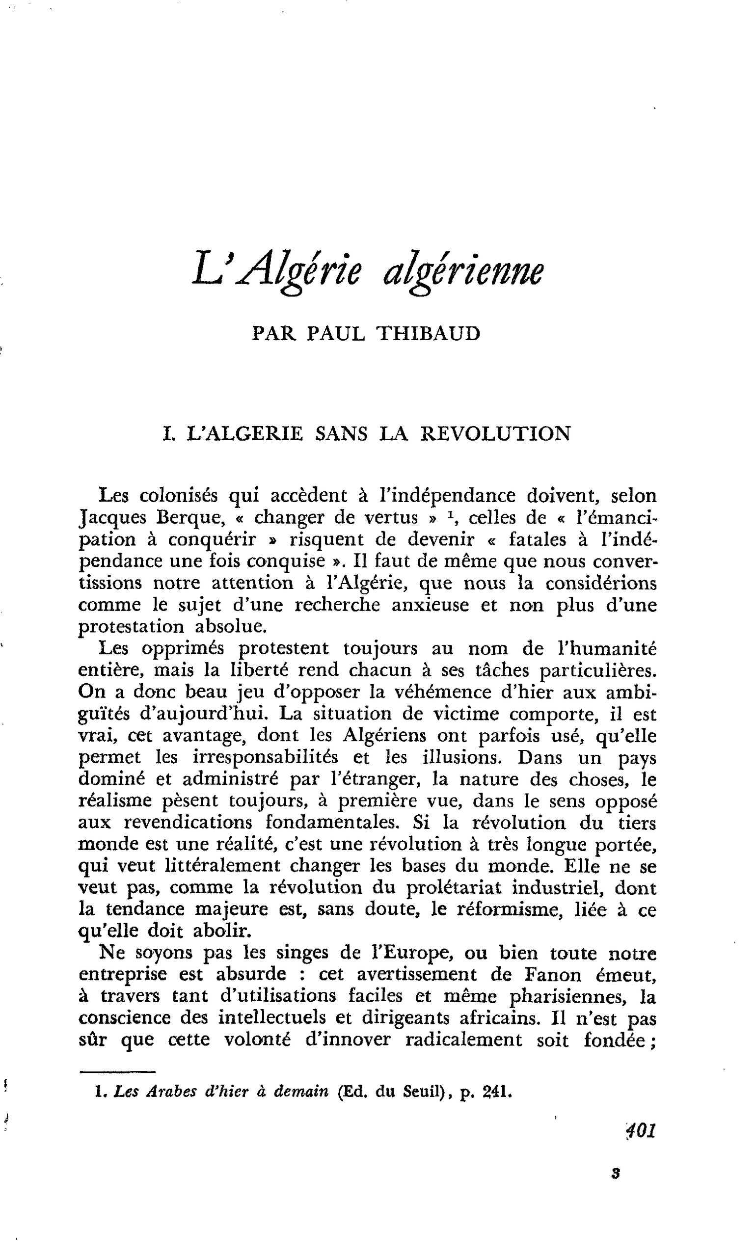 L’Algérie algérienne