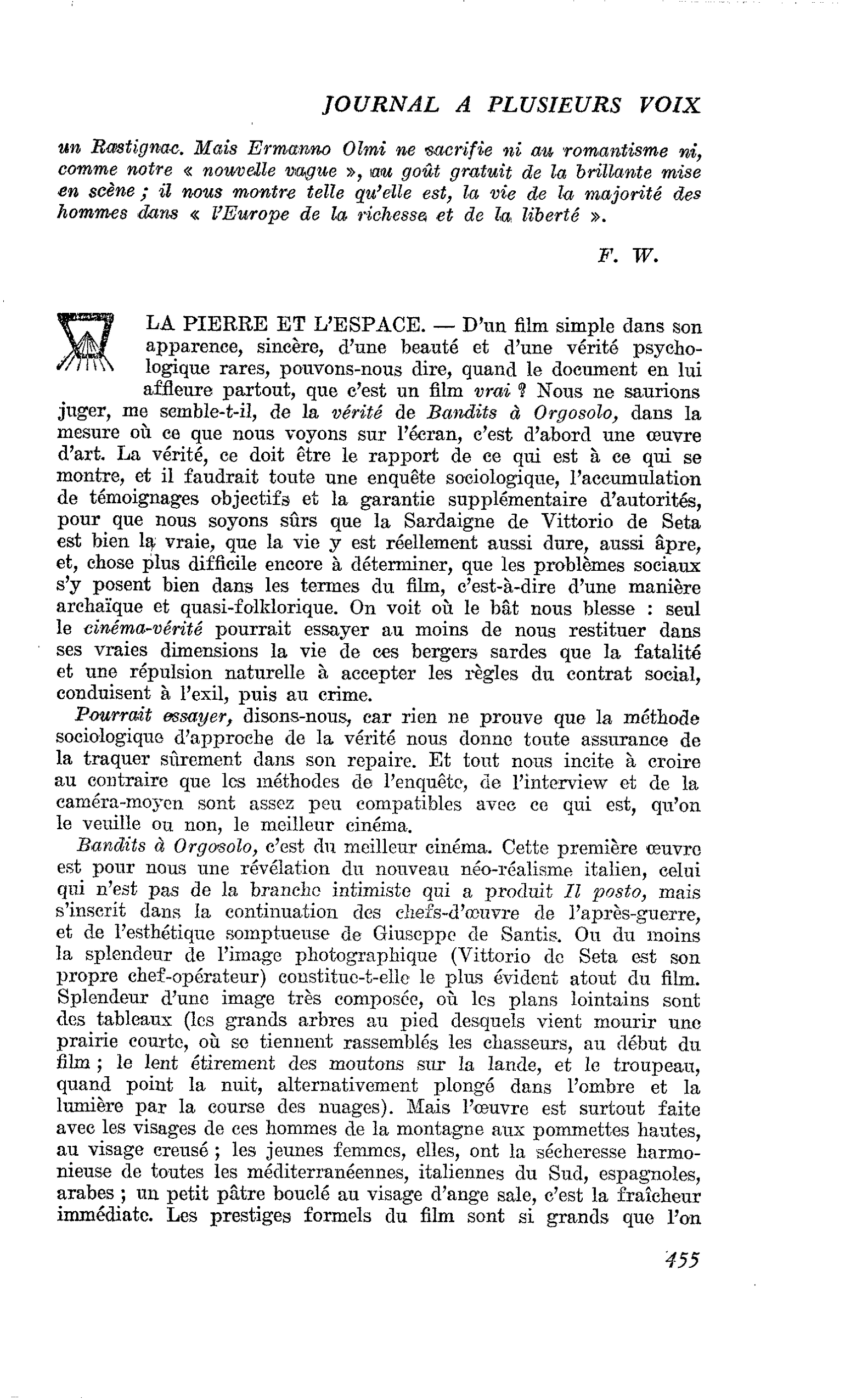 LA PIERRE ET L’ESPACE