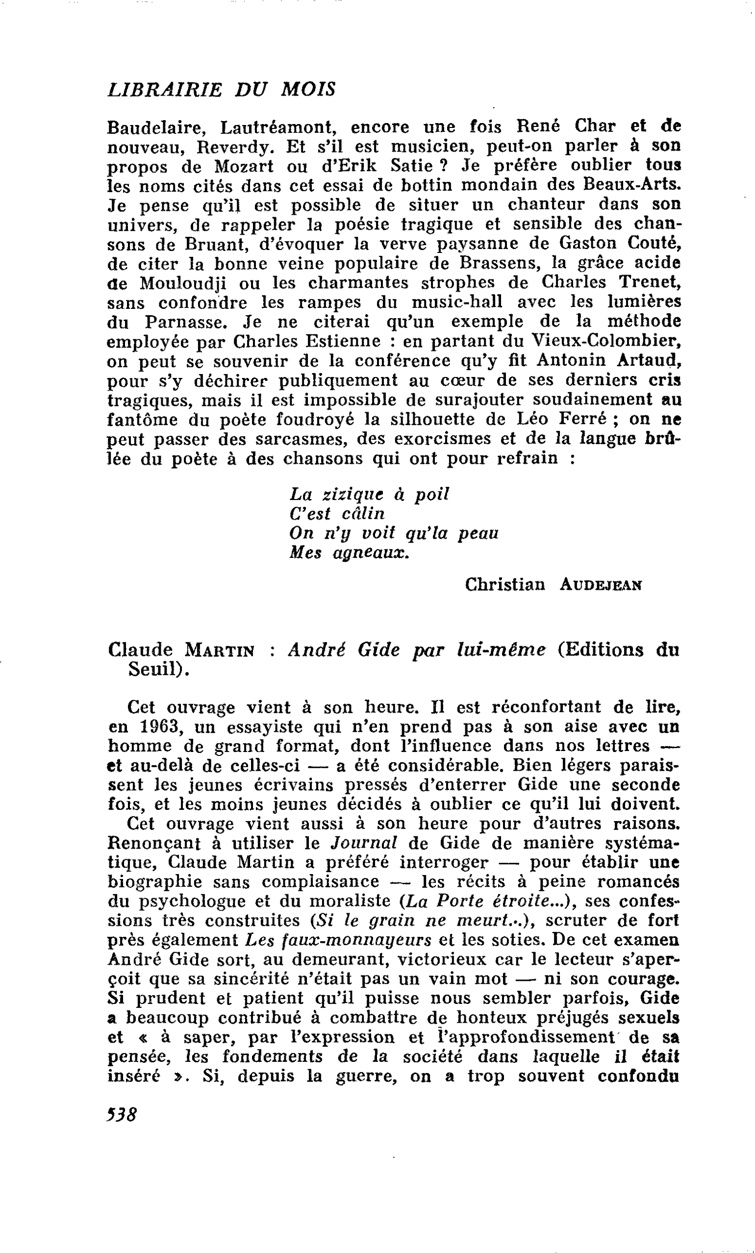 Claude Martin : André Gide par lui-même