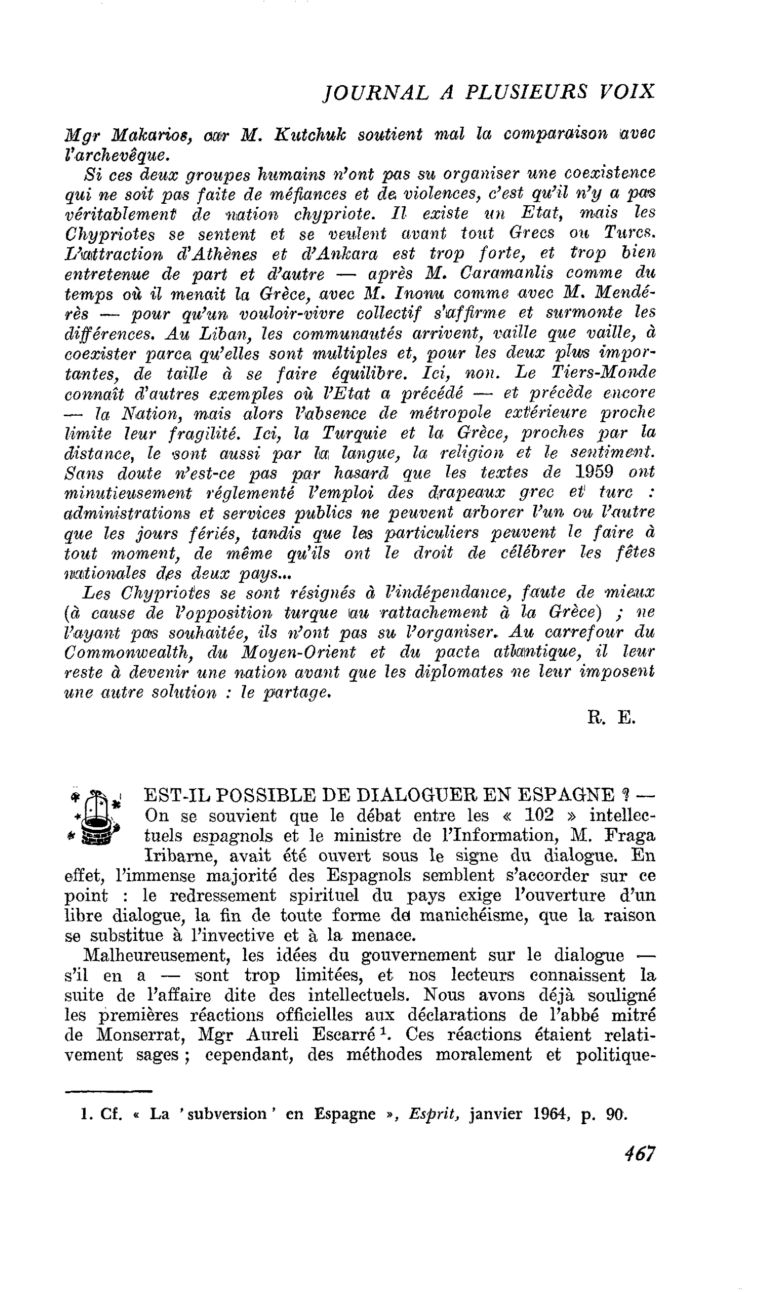 EST-IL POSSIBLE DE DIALOGUER EN ESPAGNE