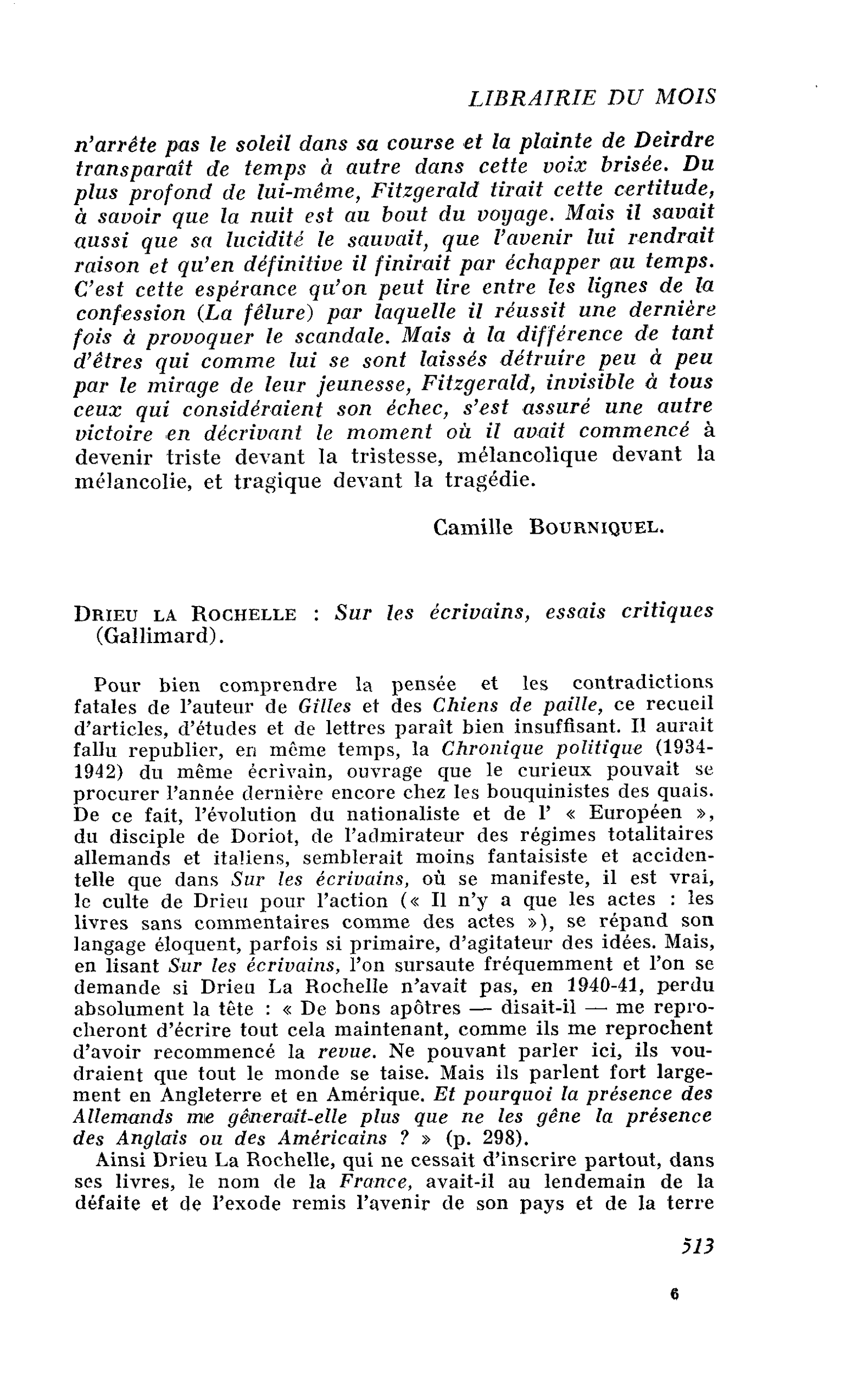Drieu la Rochelle : Sur les écrivains, essais critiques