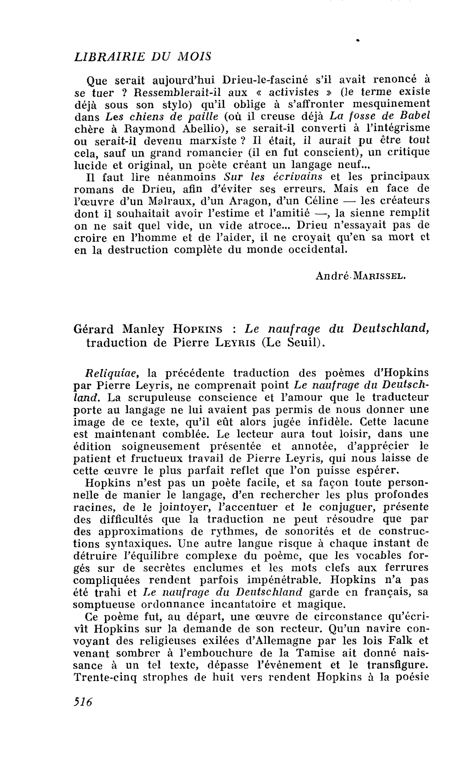 Gérard Manley Hopkins : Le naufrage du Deutschland, 