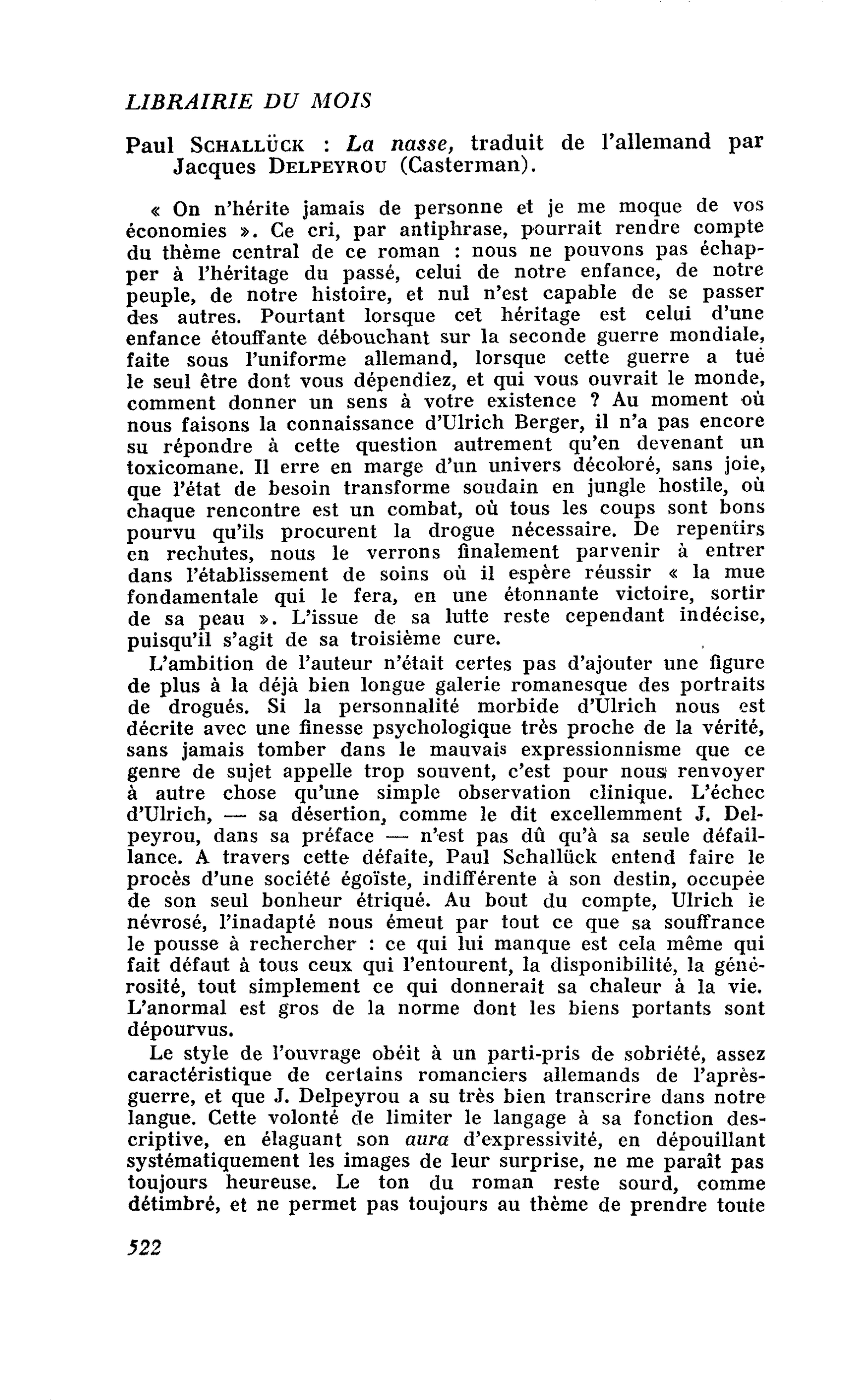Paul Schallück : La nasse