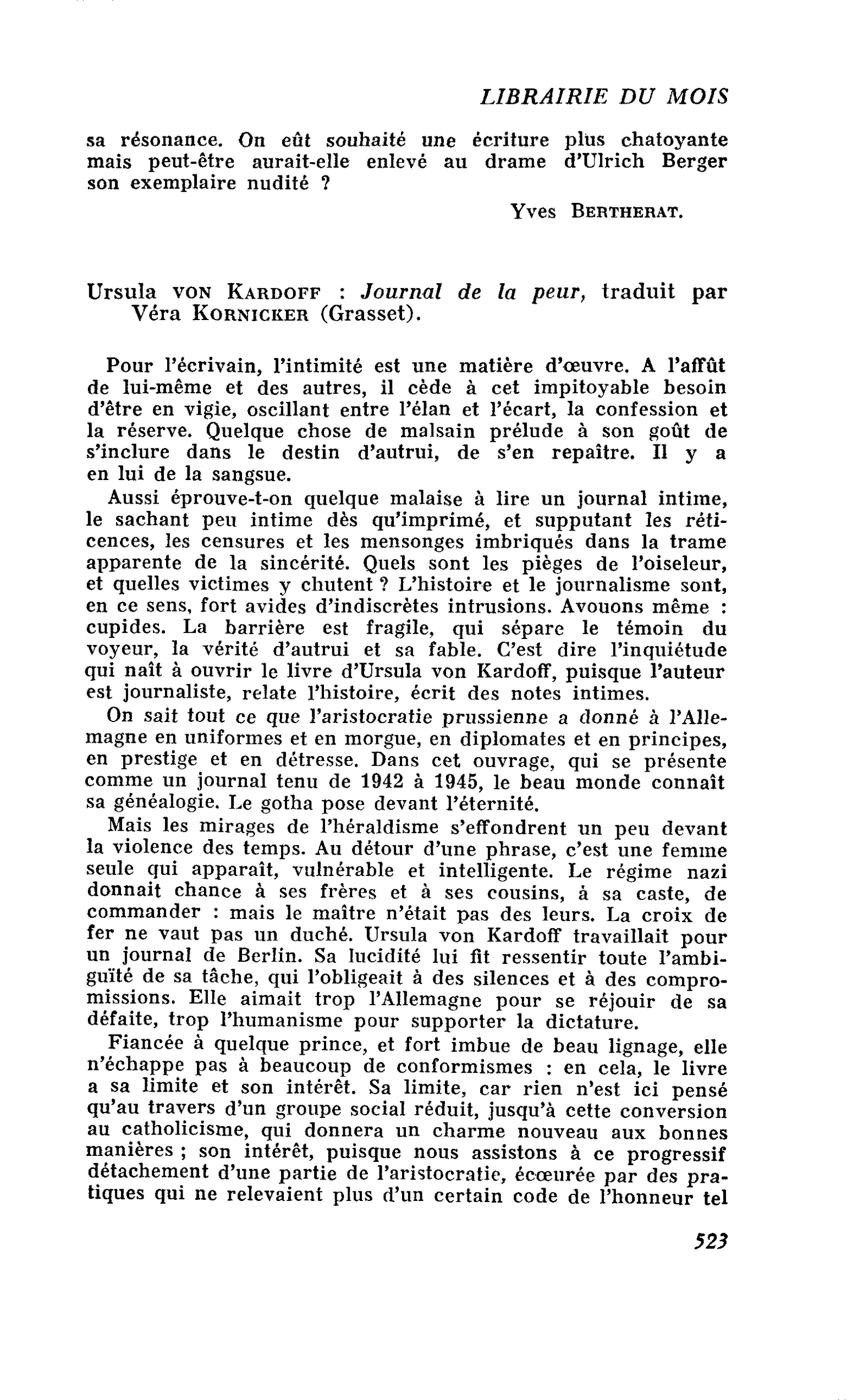 Ursula von Kardoff : Journal de la peur