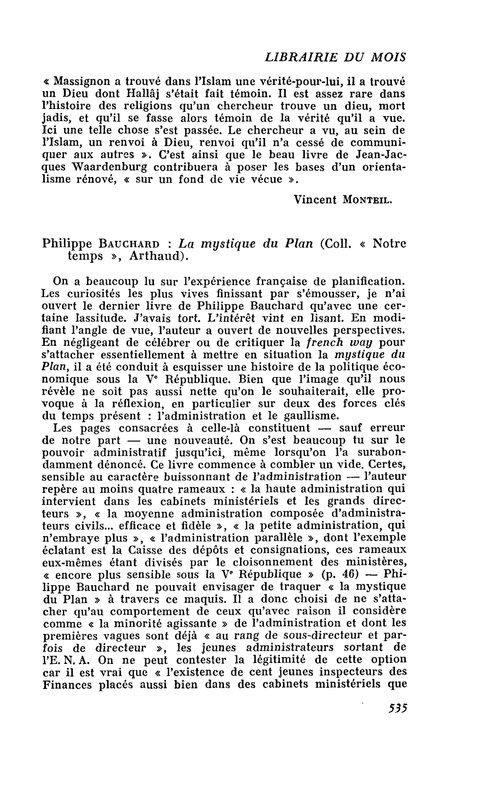 Philippe Bauchard : La mystique du Plan