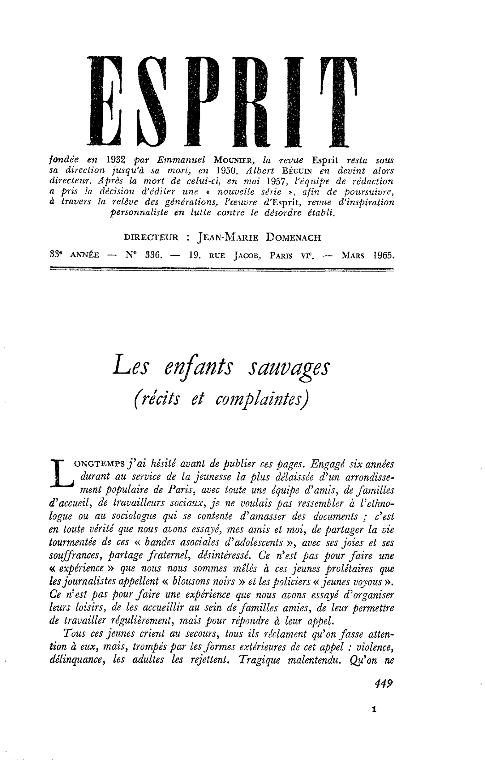 Les enfants sauvages (récits et complaintes)