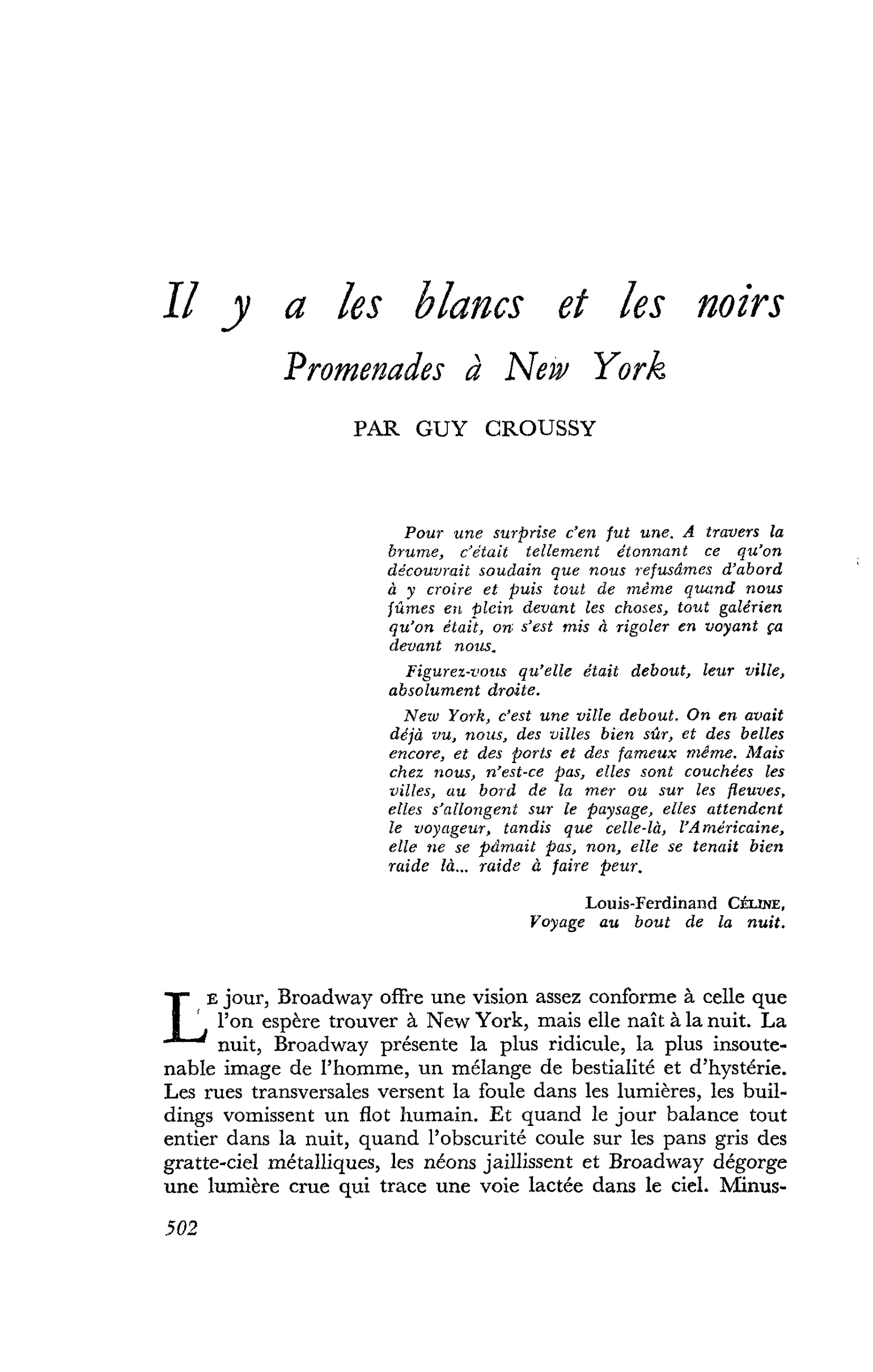 Il y a les blancs et les noirs. Promenades à New York