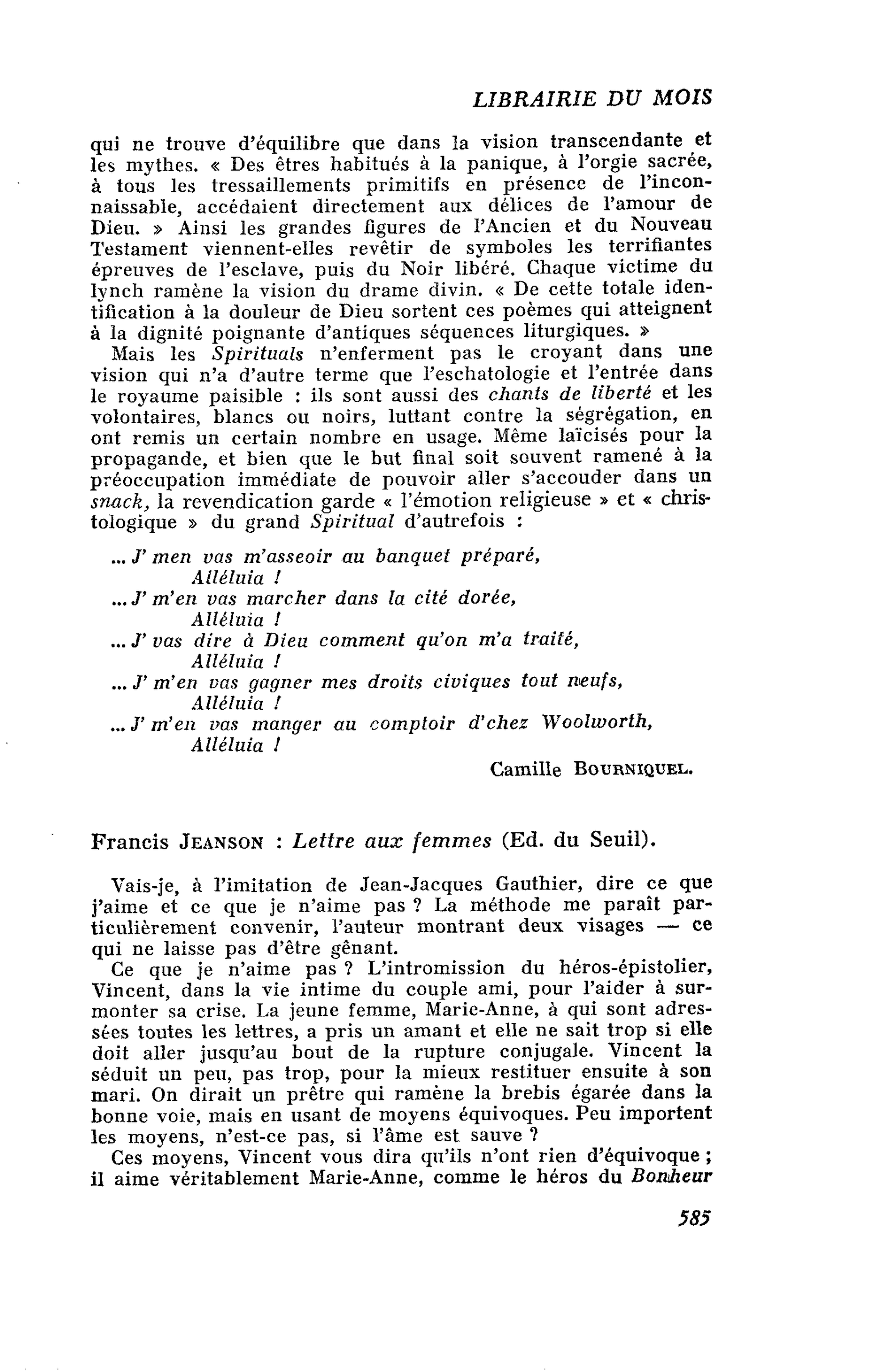 Francis Jeanson : Lettre aux femmes