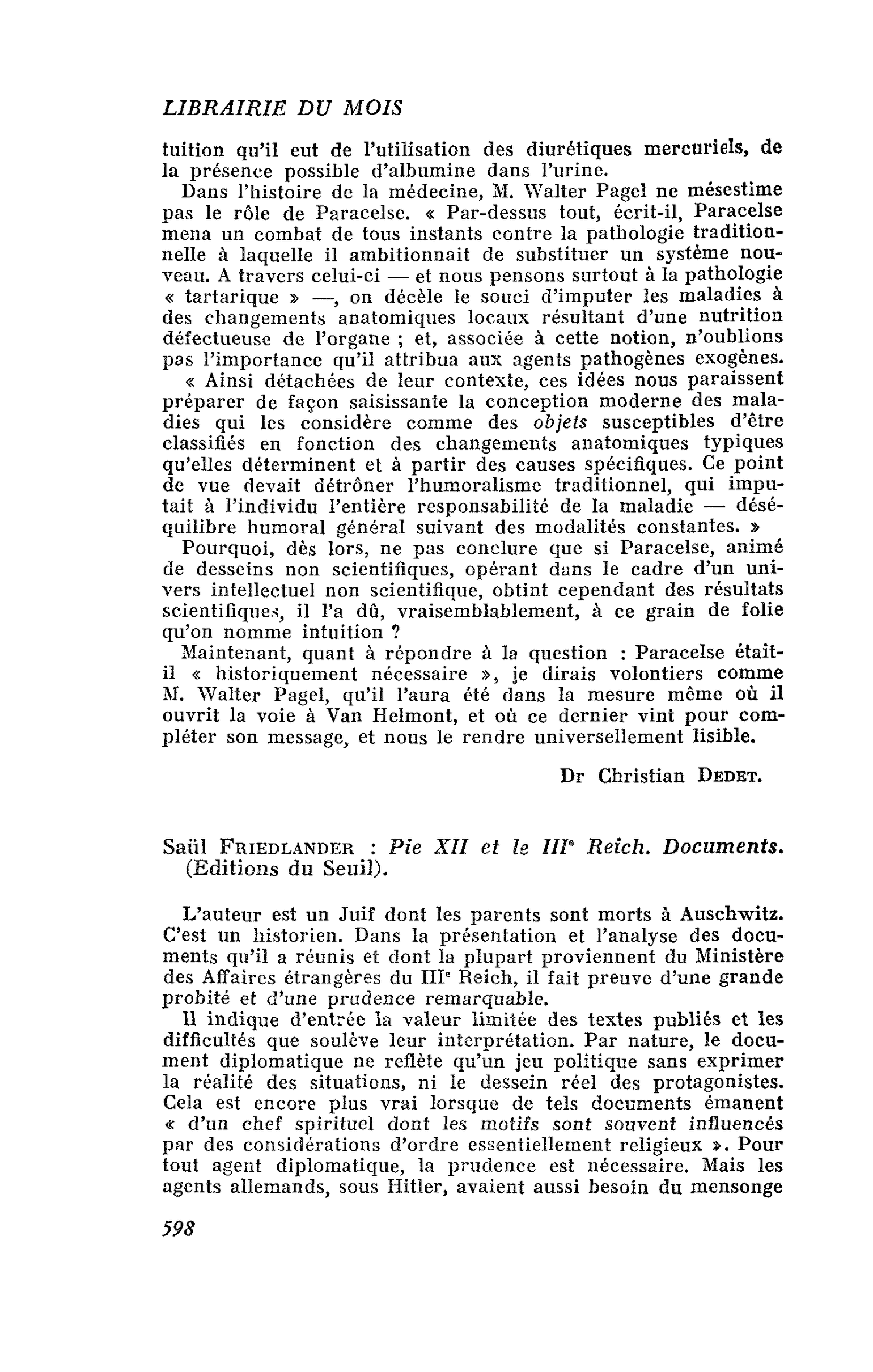 Saül Friedlander : Pie XII et le IIIe Reich. Documents