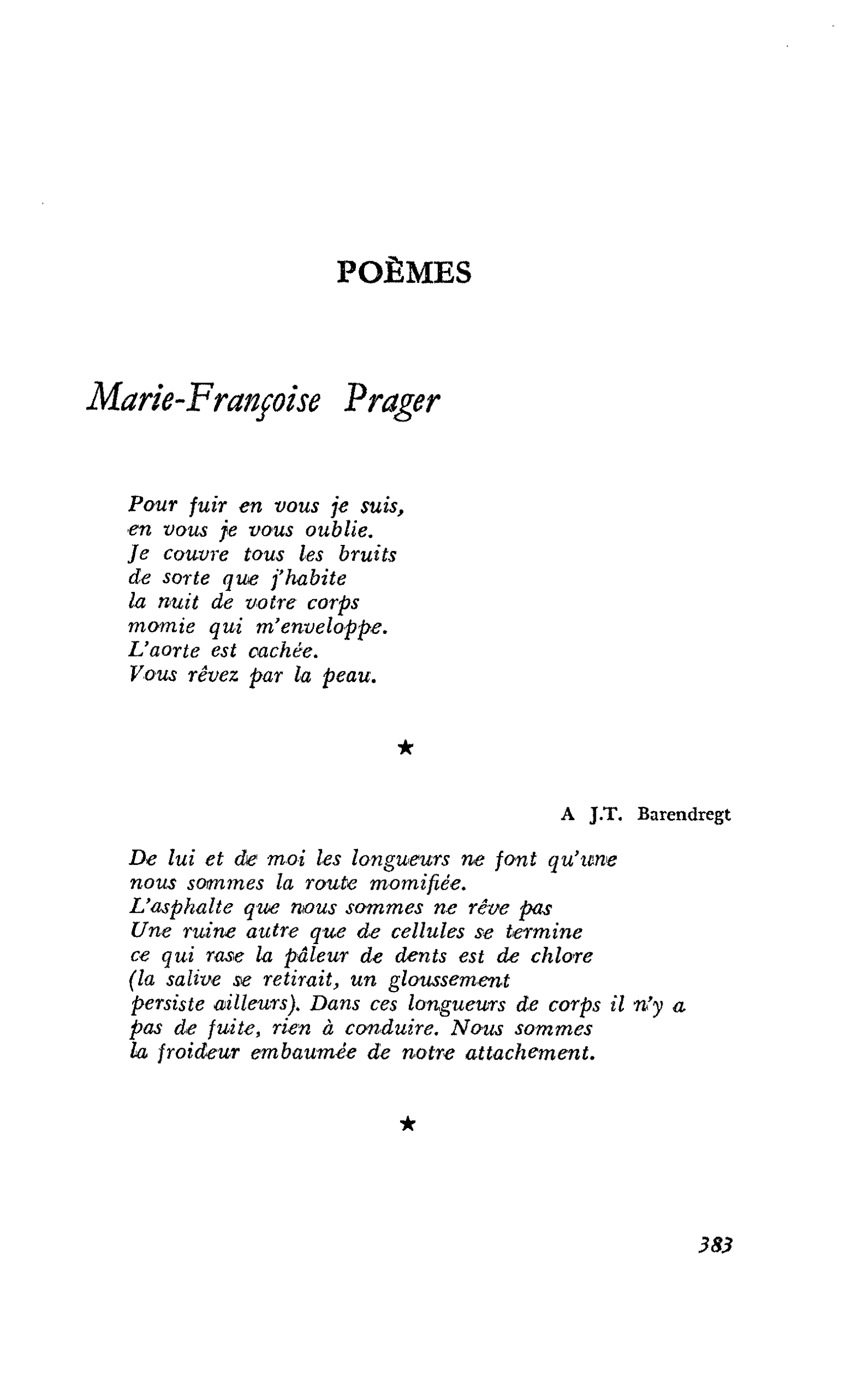 POÈMES : Marie-Françoise Prager