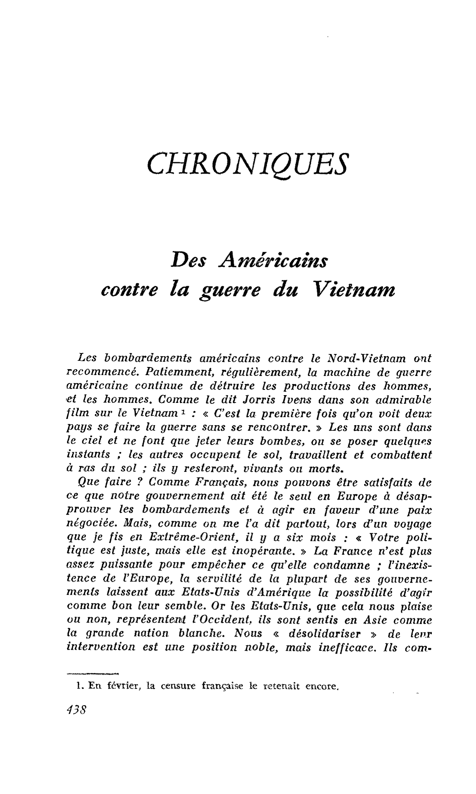 Des Américains contre la guerre du Vietnam