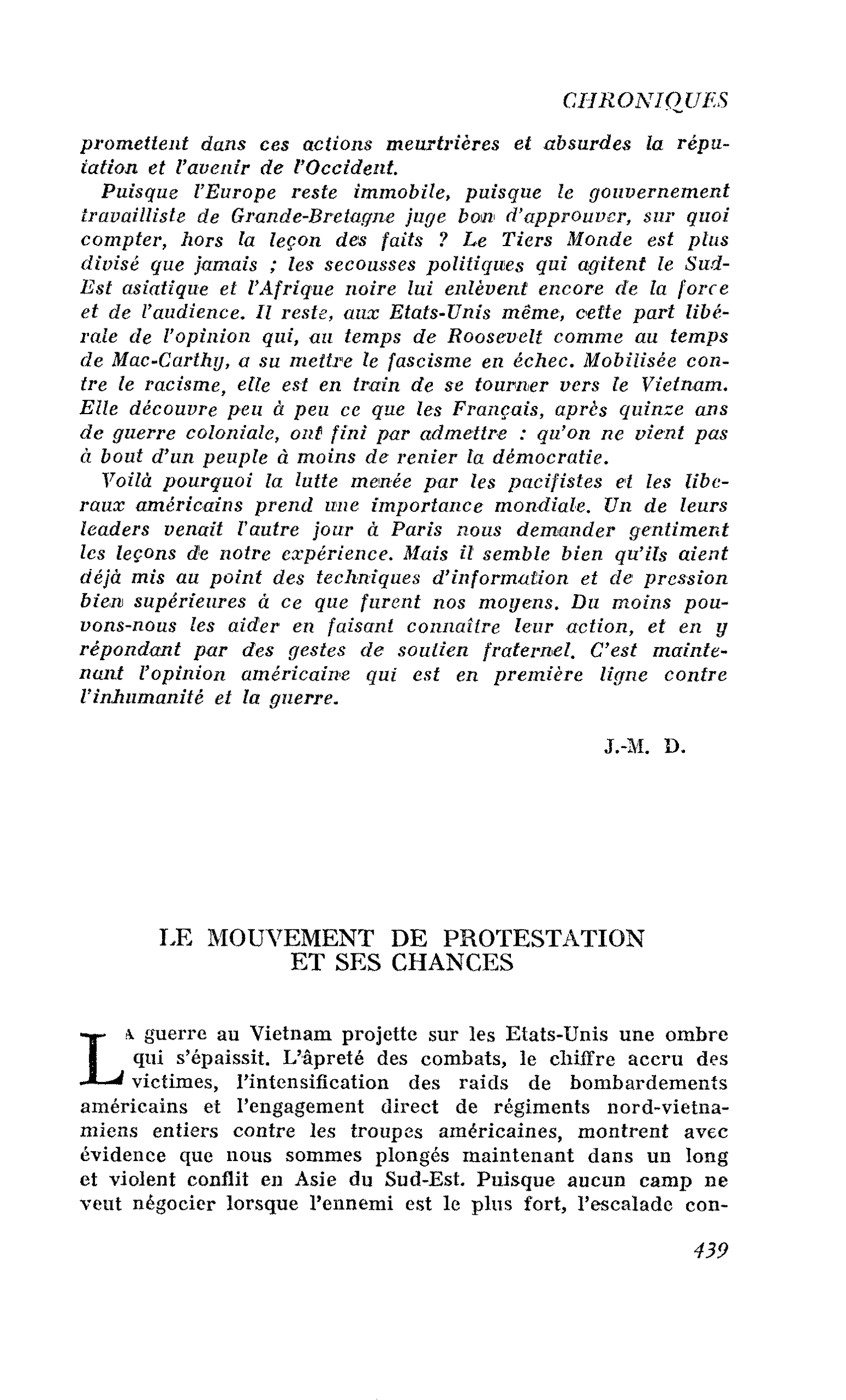 Des Américains contre la guerre du Vietnam : LE MOUVEMENT DE PROTESTATION ET SES CHANCES