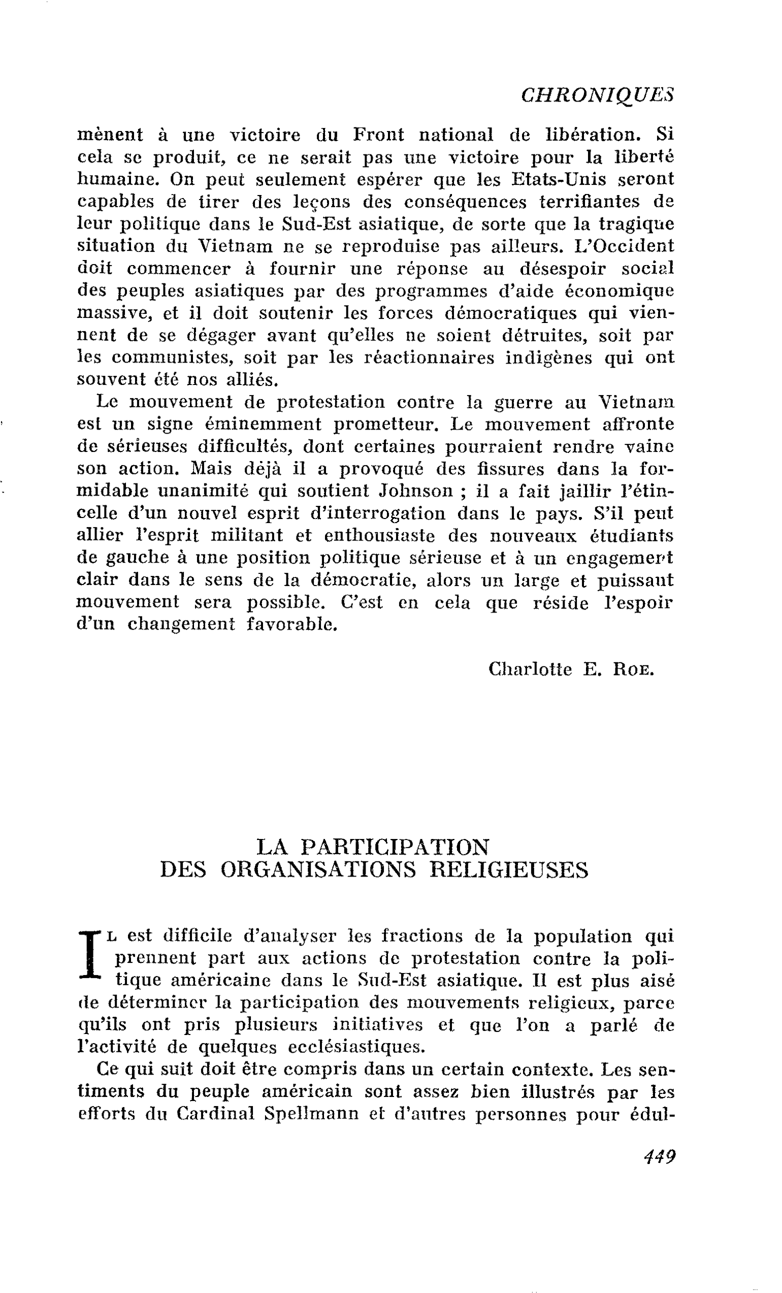 Des Américains contre la guerre du Vietnam : LA PARTICIPATION DES ORGANISATIONS RELIGIEUSES