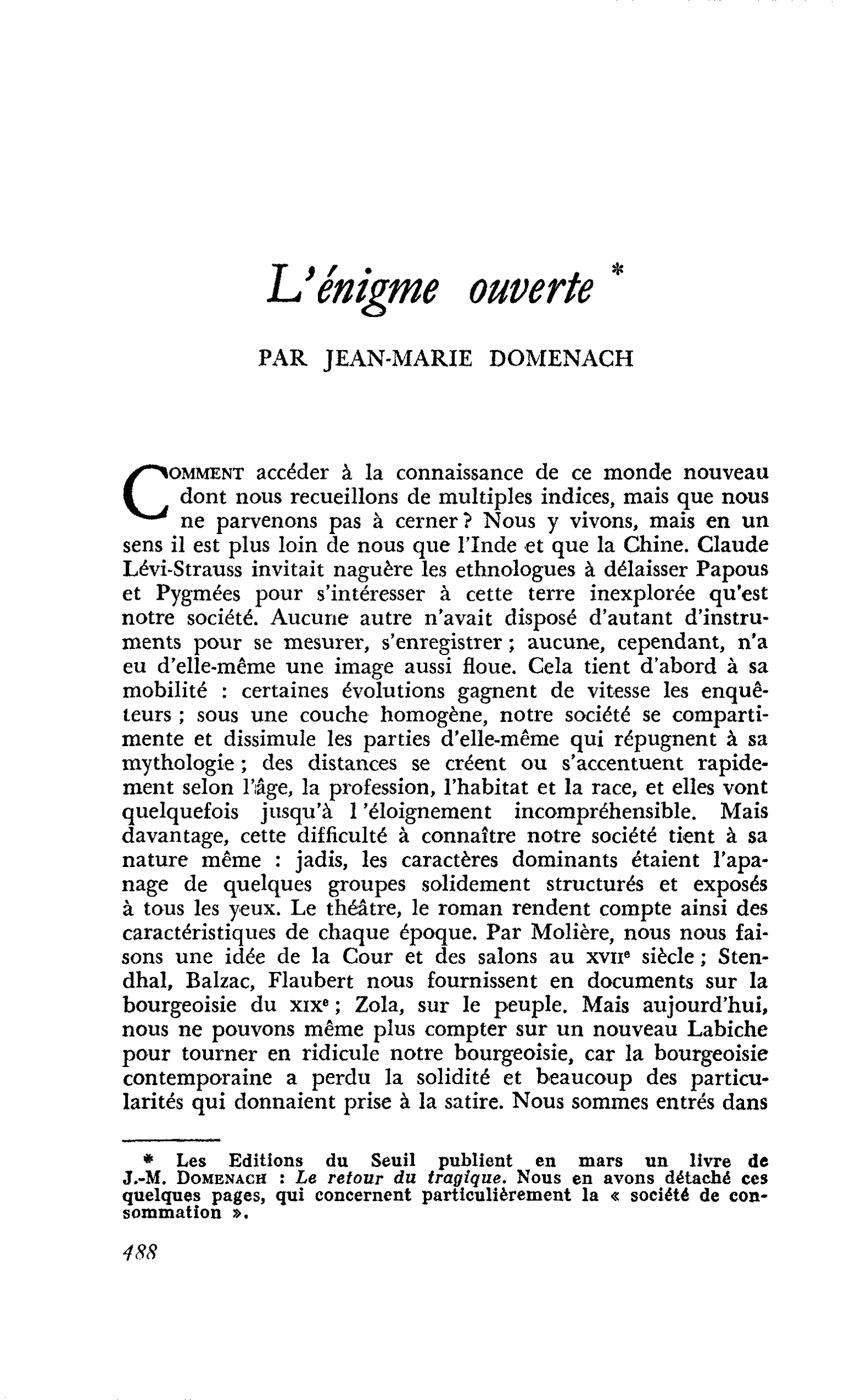 L’énigme ouverte