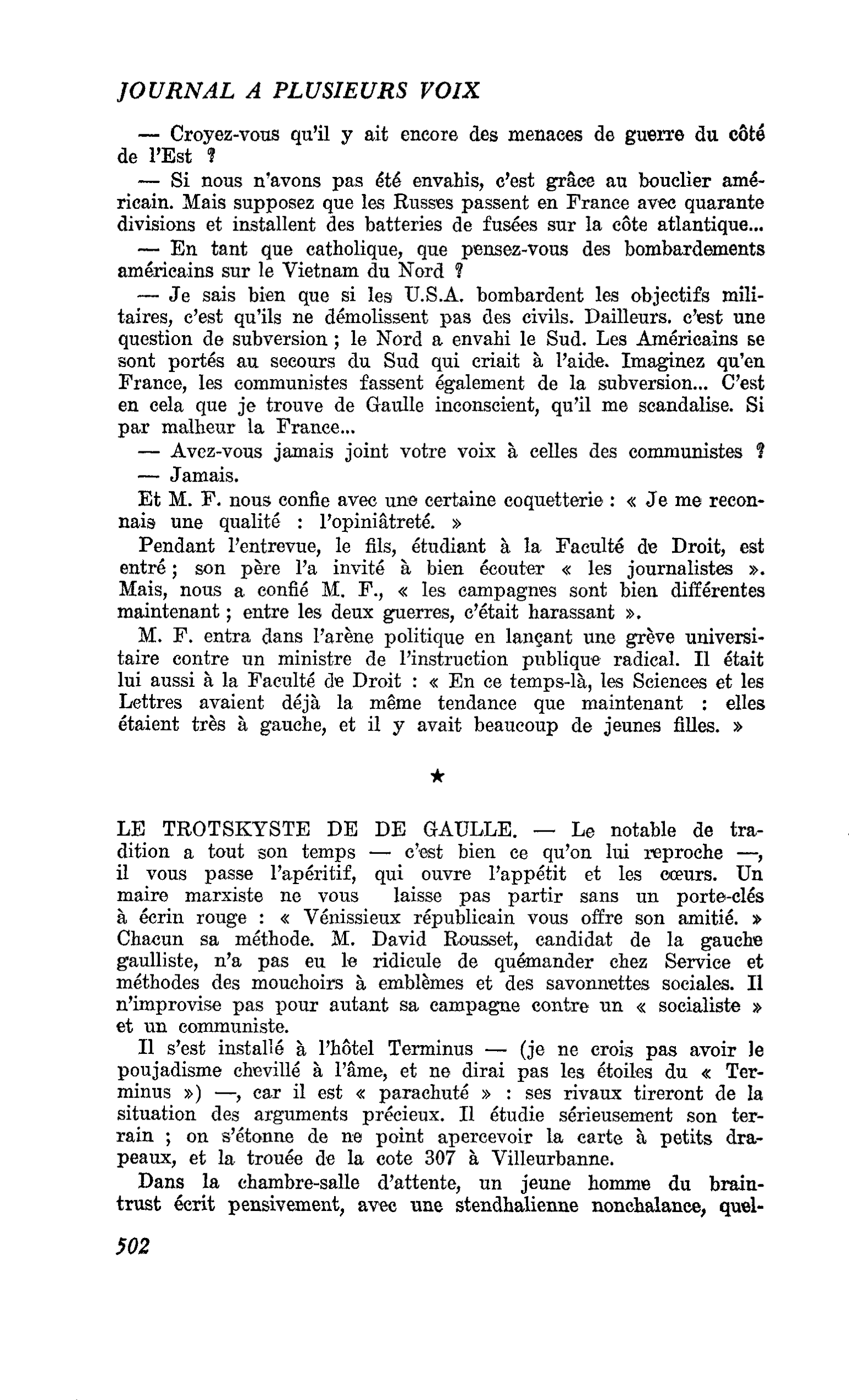 LE TROTSKYSTE DE DE GAULLE