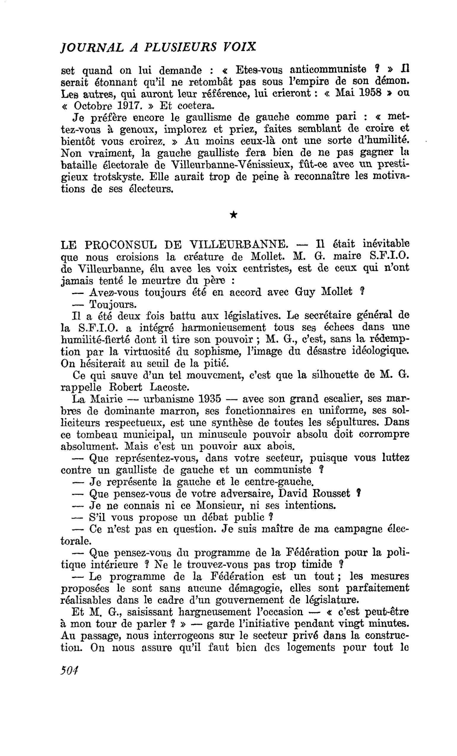 LE PROCONSUL DE VILLEURBANNE