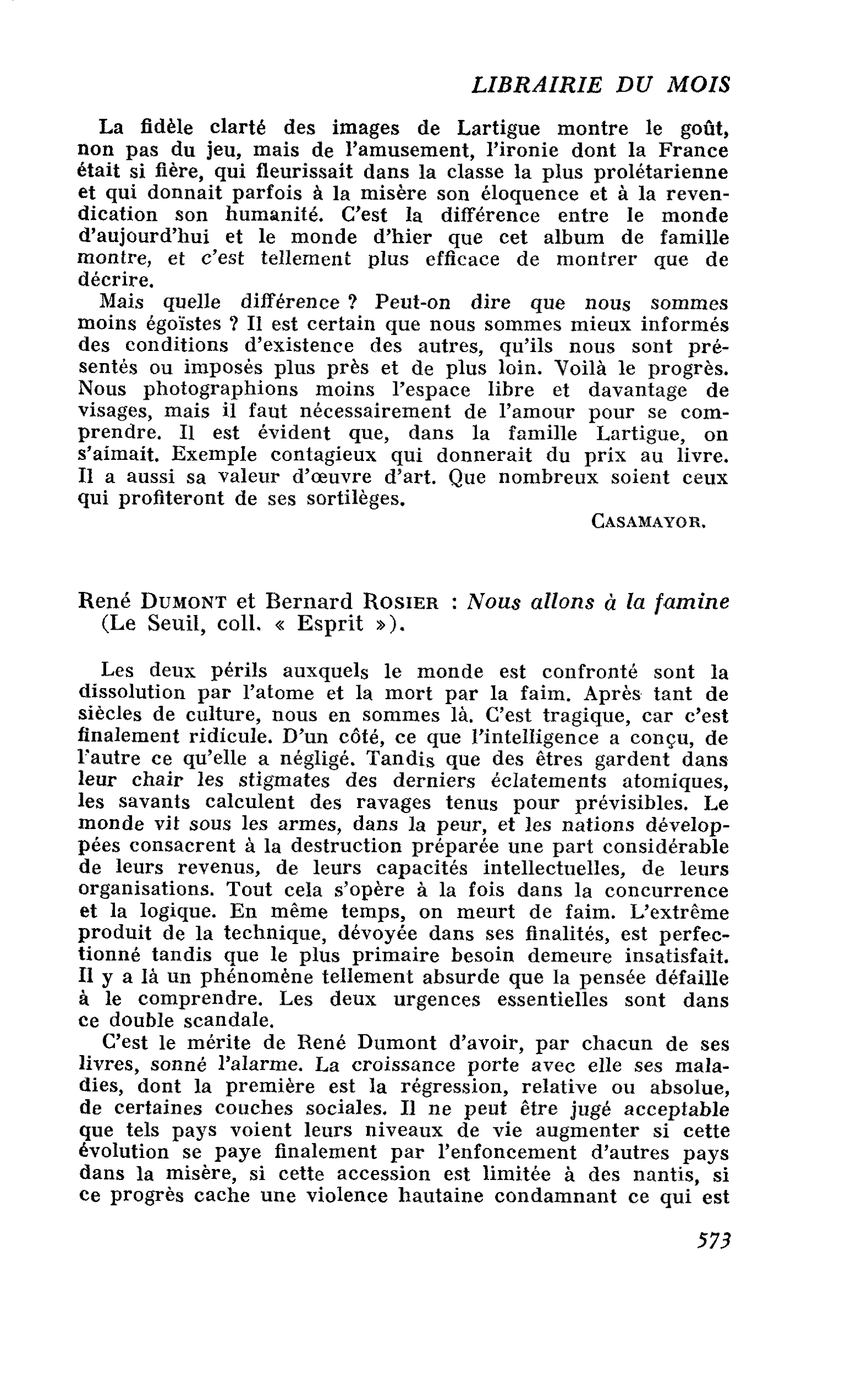 René Dumont et Bernard Rosier : Nous allons à la famine