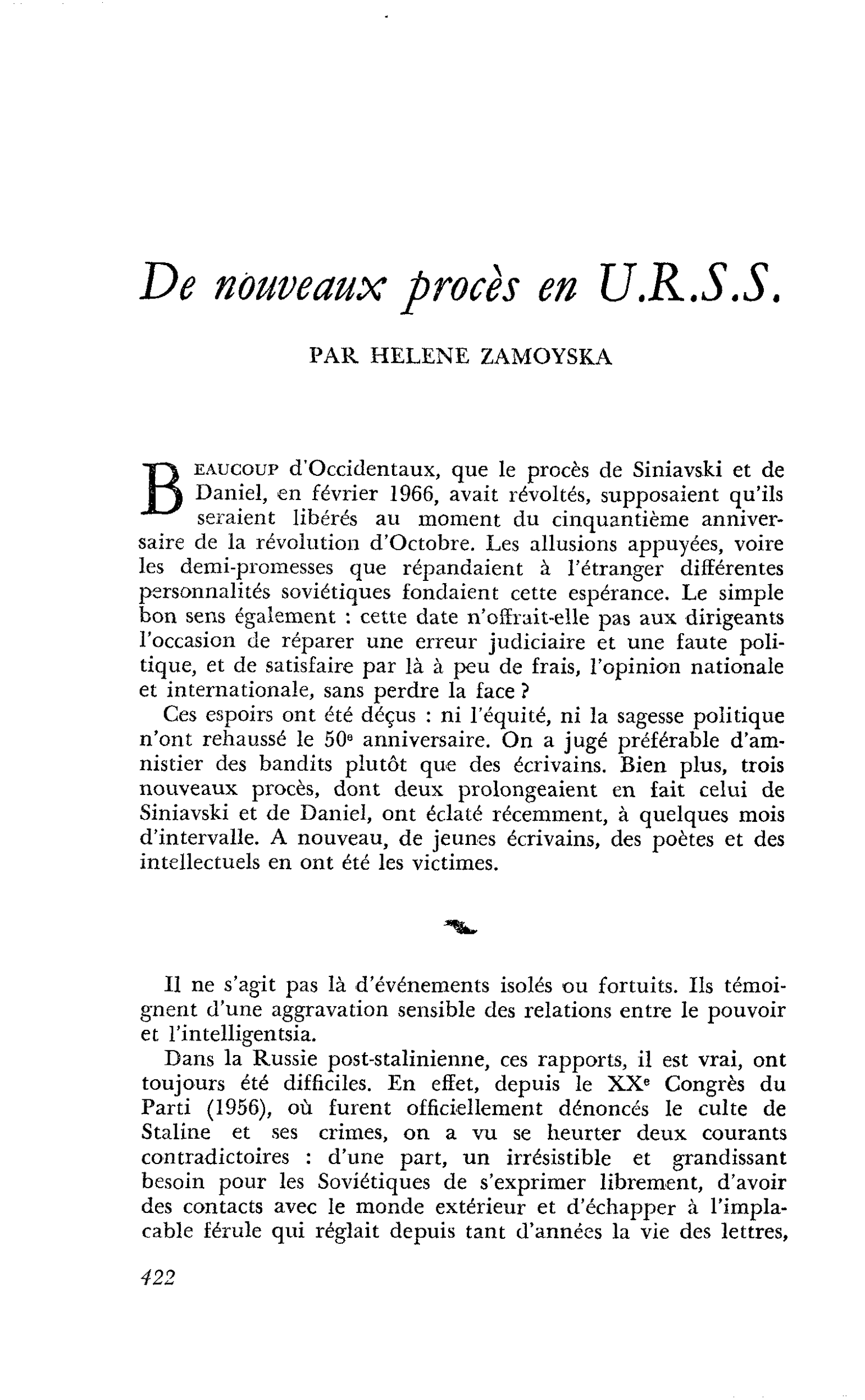 De nouveaux procès en U.R.S.S.