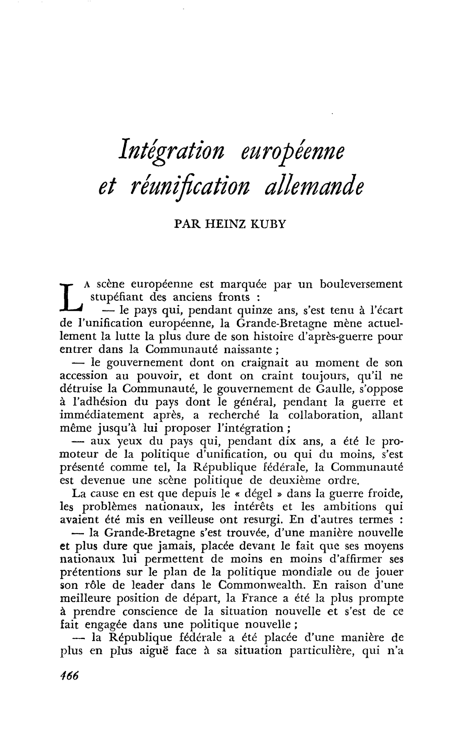 Intégration européenne et réunification allemande